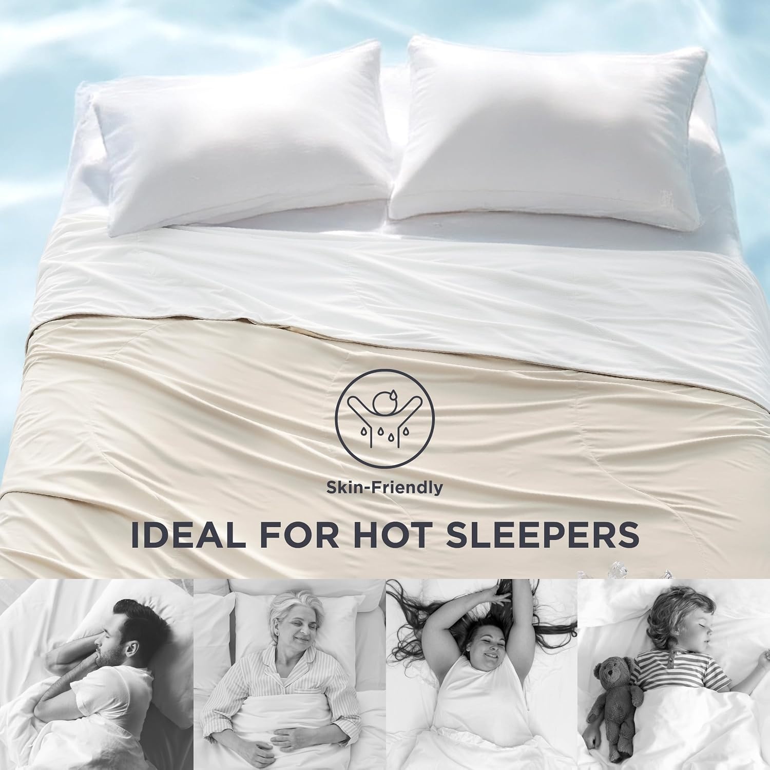 image:imageBedsure Cooling Blankets for Hot Sleepers Cooling Comforter Ice Cold Summer Blanket Queen Size for Bed Lightweight Breathable DoubleSided Comforter for Night Sweats Blue 90x90 InchesIvory