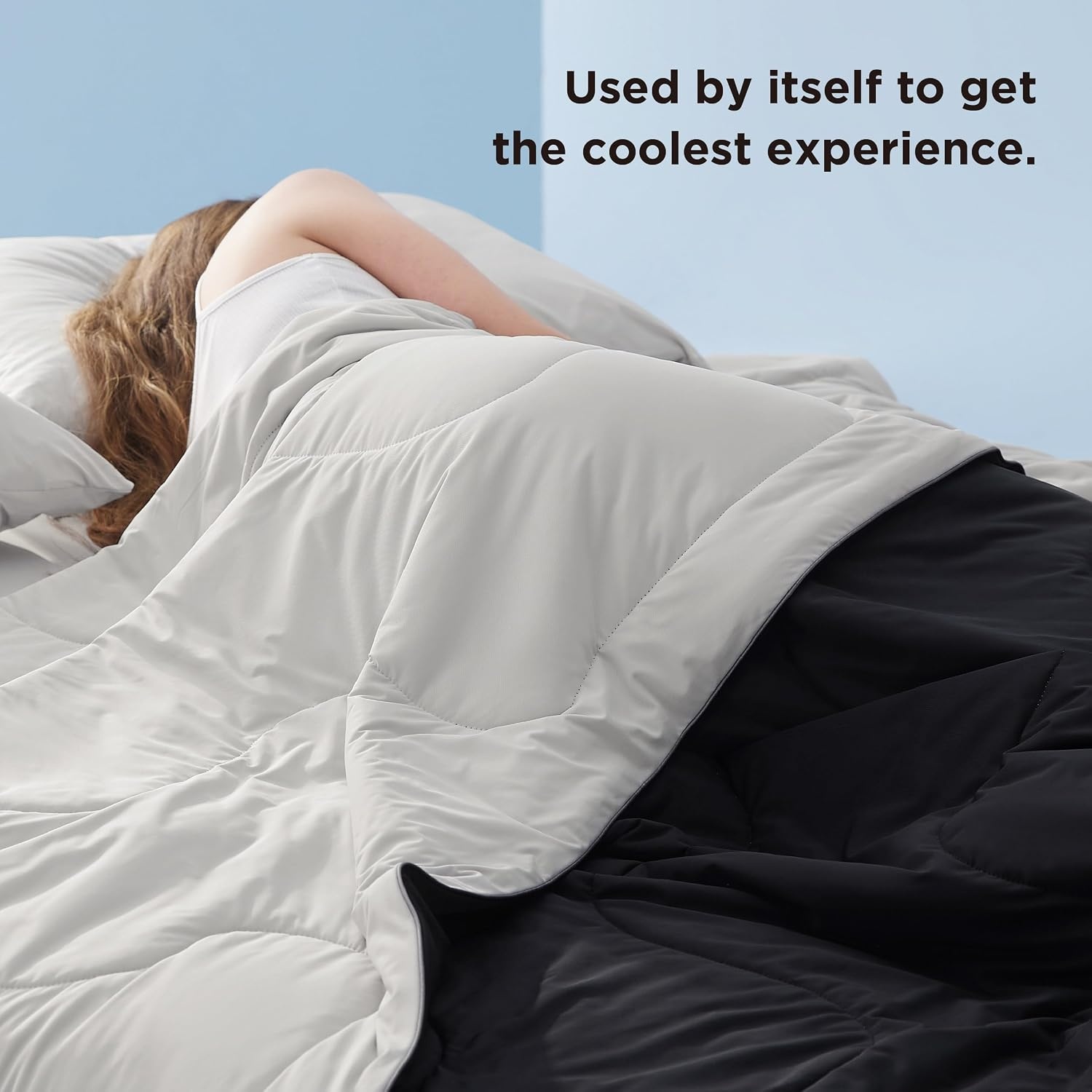 image:imageBedsure Cooling Blankets for Hot Sleepers Cooling Comforter Lightweight Cold Summer Blanket for Night Sweats Ice Breathable Comforter for Couch Grey 50x60 InchesBlack and Grey