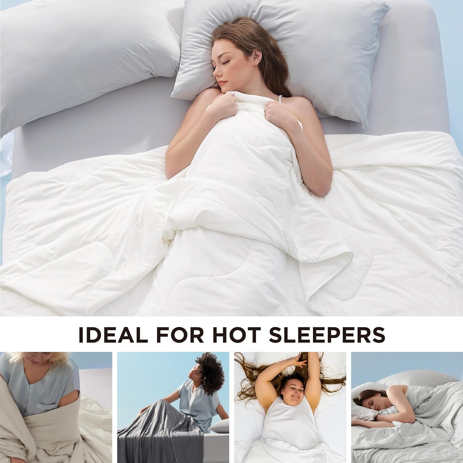 image:imageBedsure Cooling Blankets for Hot Sleepers Cooling Comforter Lightweight Cold Summer Blanket for Night Sweats Ice Breathable Comforter for Couch Grey 50x60 InchesWhite