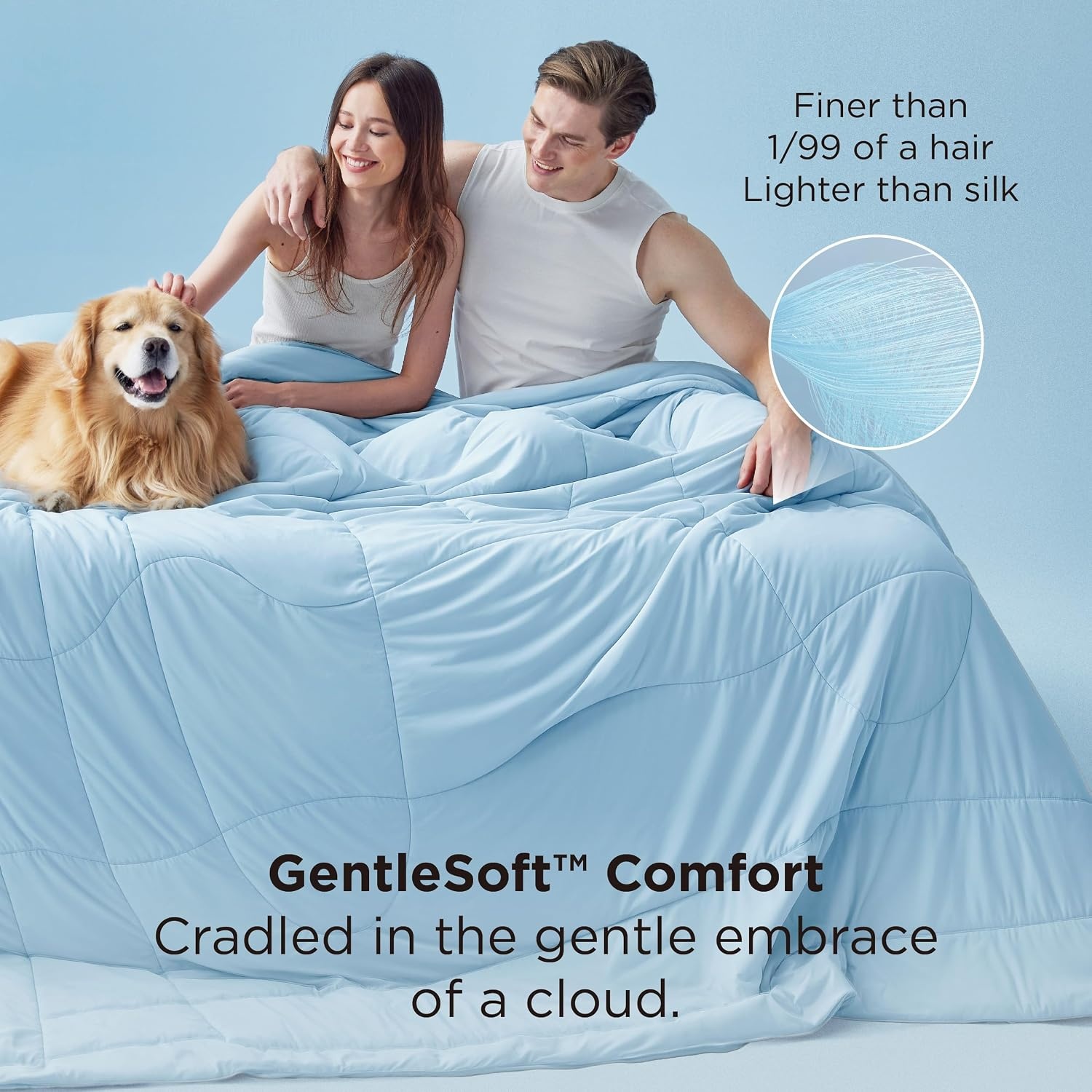 image:imageBedsure Cooling Comforter King Size Cooling Blankets for Hot Sleepers Lightweight Comforter for Summer with DualSided Cool Tech Soft Breathable Cold Blanket for Sleeping White 102x90 InchesLight Blue