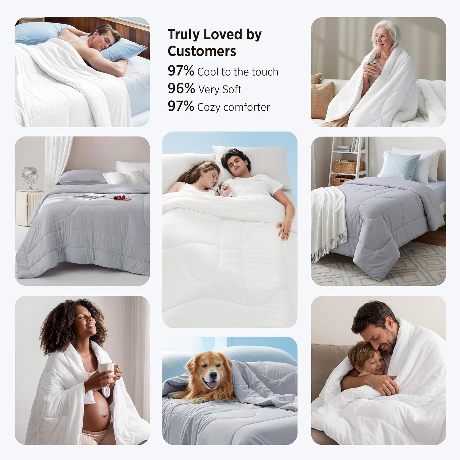 image:imageBedsure Cooling Comforter King Size Cooling Blankets for Hot Sleepers Lightweight Comforter for Summer with DualSided Cool Tech Soft Breathable Cold Blanket for Sleeping White 102x90 InchesGrey
