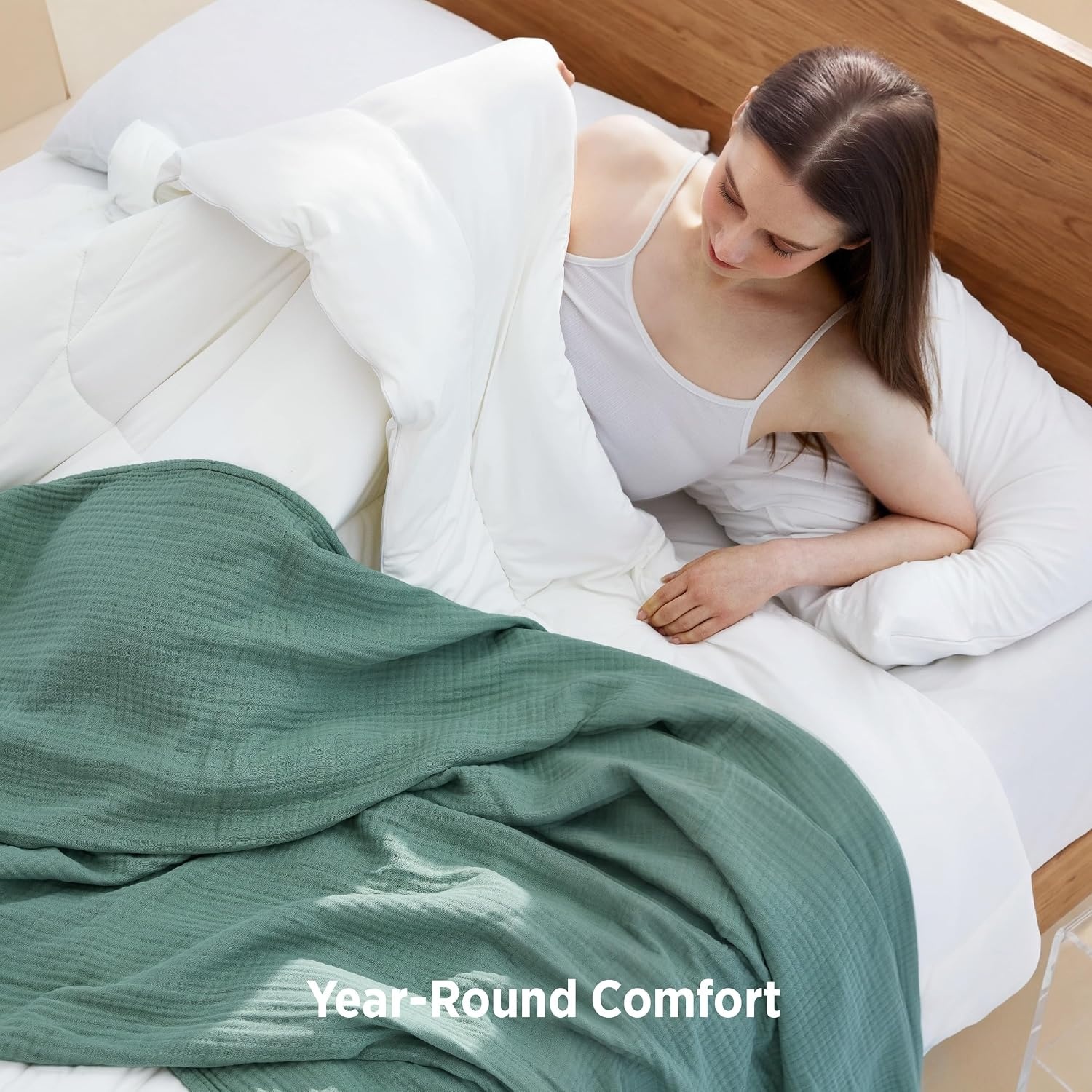 image:imageBedsure Cooling Comforter King Size Cooling Blankets for Hot Sleepers Lightweight Comforter for Summer with DualSided Cool Tech Soft Breathable Cold Blanket for Sleeping White 102x90 InchesWhite