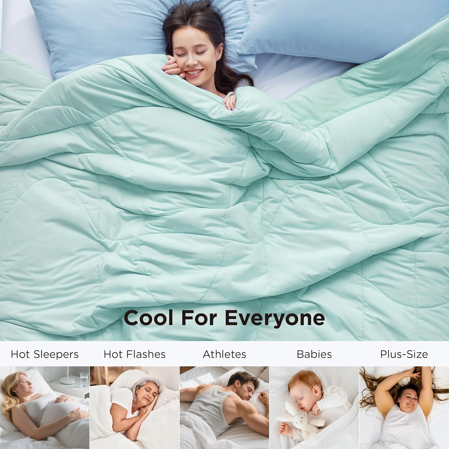 image:imageBedsure Cooling Comforter King Size Cooling Blankets for Hot Sleepers Lightweight Comforter for Summer with DualSided Cool Tech Soft Breathable Cold Blanket for Sleeping White 102x90 InchesGreen