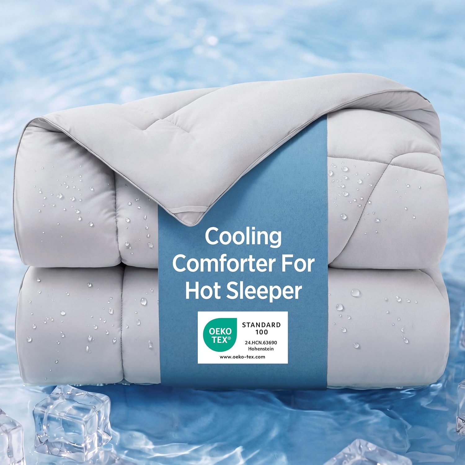 image:imageBedsure Cooling Comforter King Size Cooling Blankets for Hot Sleepers Lightweight Comforter for Summer with DualSided Cool Tech Soft Breathable Cold Blanket for Sleeping White 102x90 InchesGrey