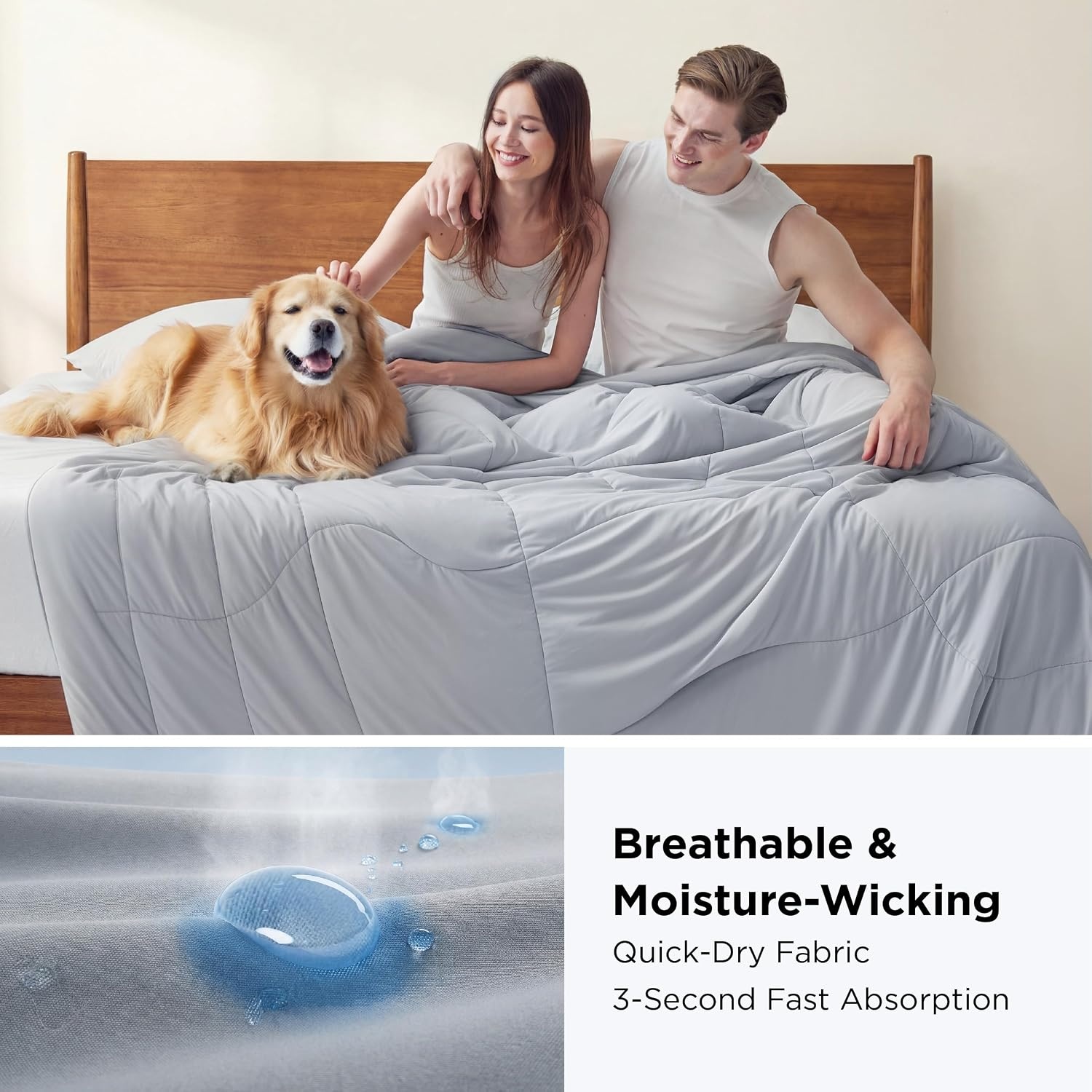 image:imageBedsure Cooling Comforter King Size Cooling Blankets for Hot Sleepers Lightweight Comforter for Summer with DualSided Cool Tech Soft Breathable Cold Blanket for Sleeping White 102x90 InchesGrey