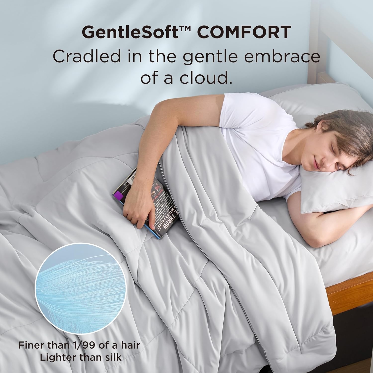 image:imageBedsure Cooling Comforter King Size Cooling Blankets for Hot Sleepers Lightweight Comforter for Summer with DualSided Cool Tech Soft Breathable Cold Blanket for Sleeping White 102x90 InchesGrey