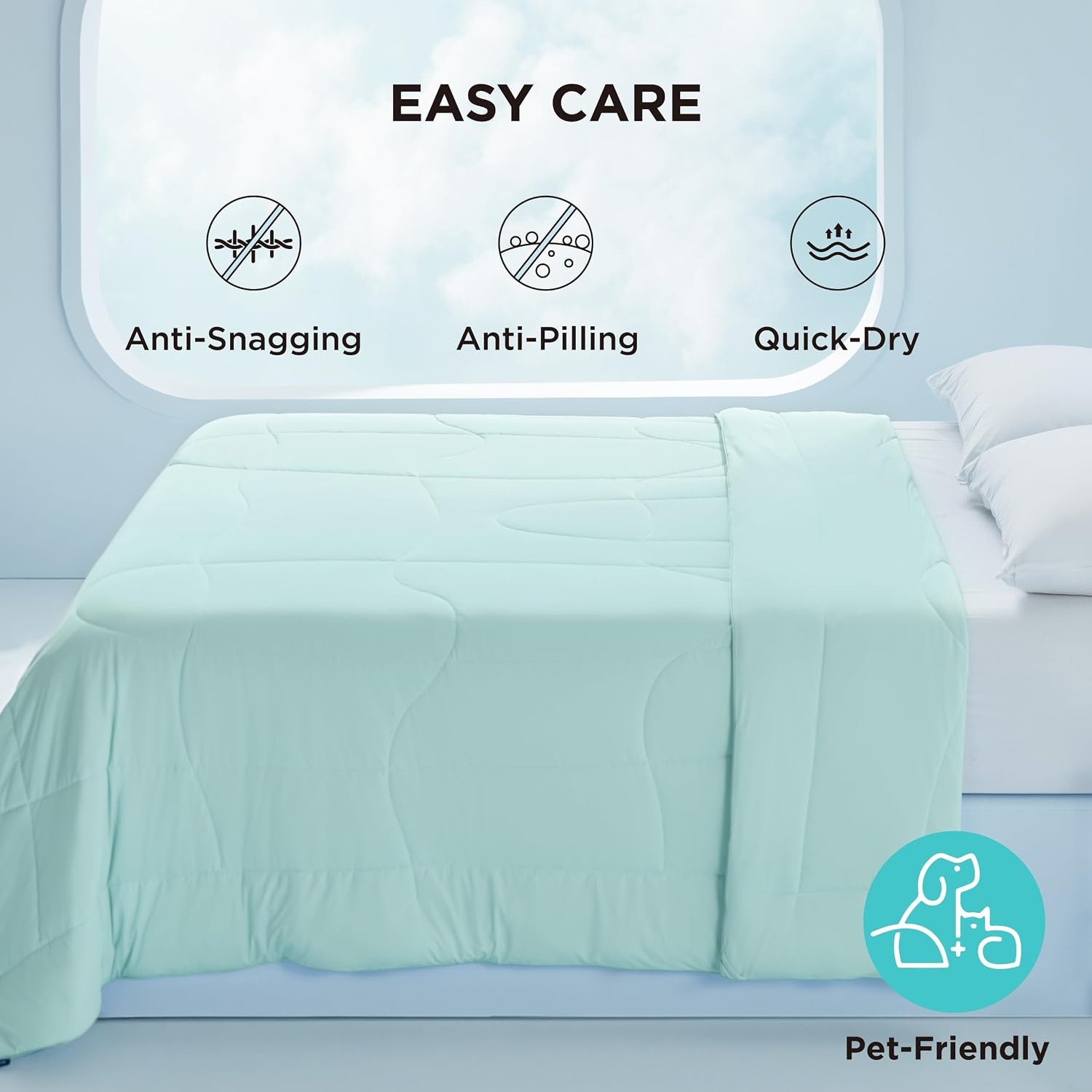 image:imageBedsure Cooling Comforter King Size Cooling Blankets for Hot Sleepers Lightweight Comforter for Summer with DualSided Cool Tech Soft Breathable Cold Blanket for Sleeping White 102x90 InchesGreen