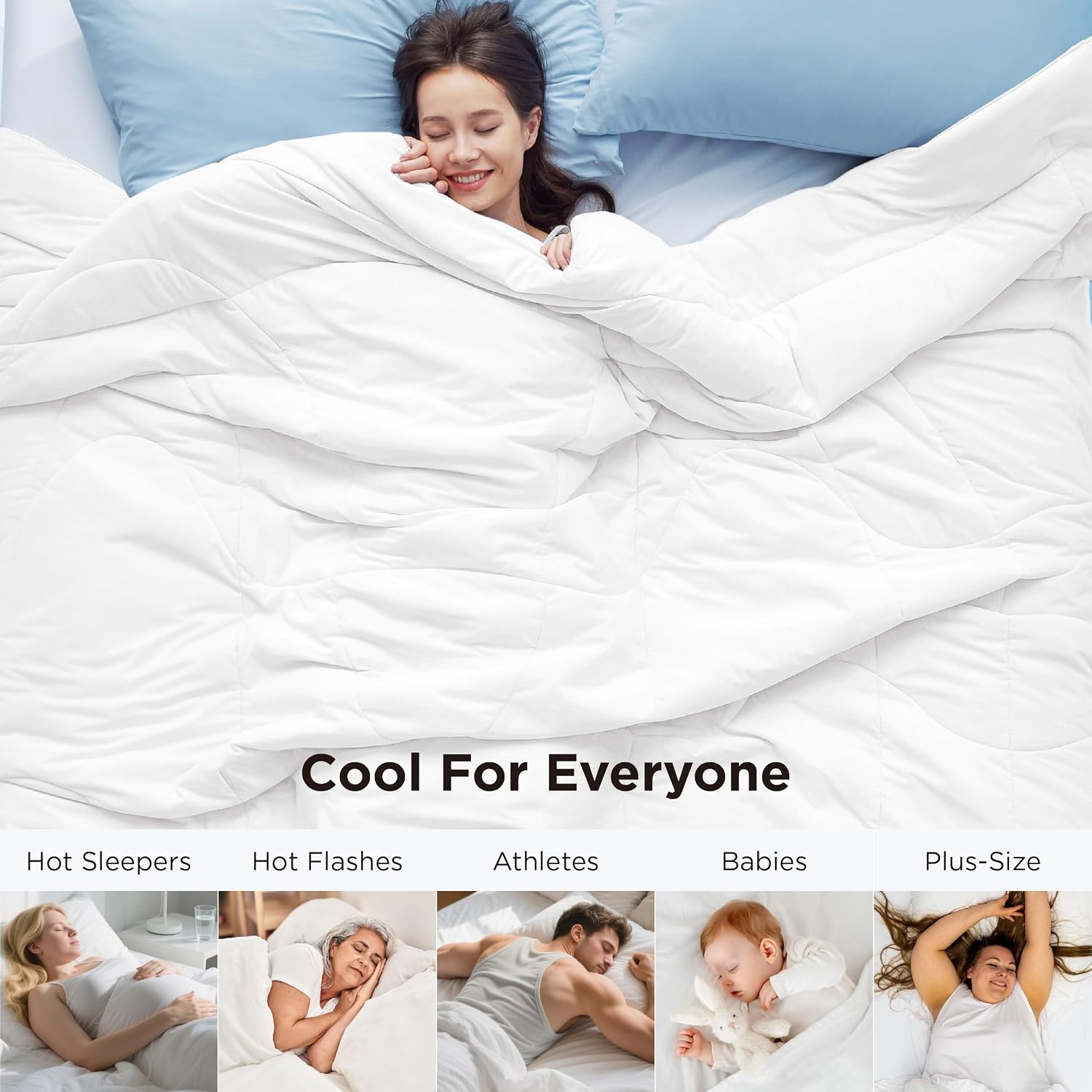 image:imageBedsure Cooling Comforter King Size Cooling Blankets for Hot Sleepers Lightweight Comforter for Summer with DualSided Cool Tech Soft Breathable Cold Blanket for Sleeping White 102x90 InchesWhite
