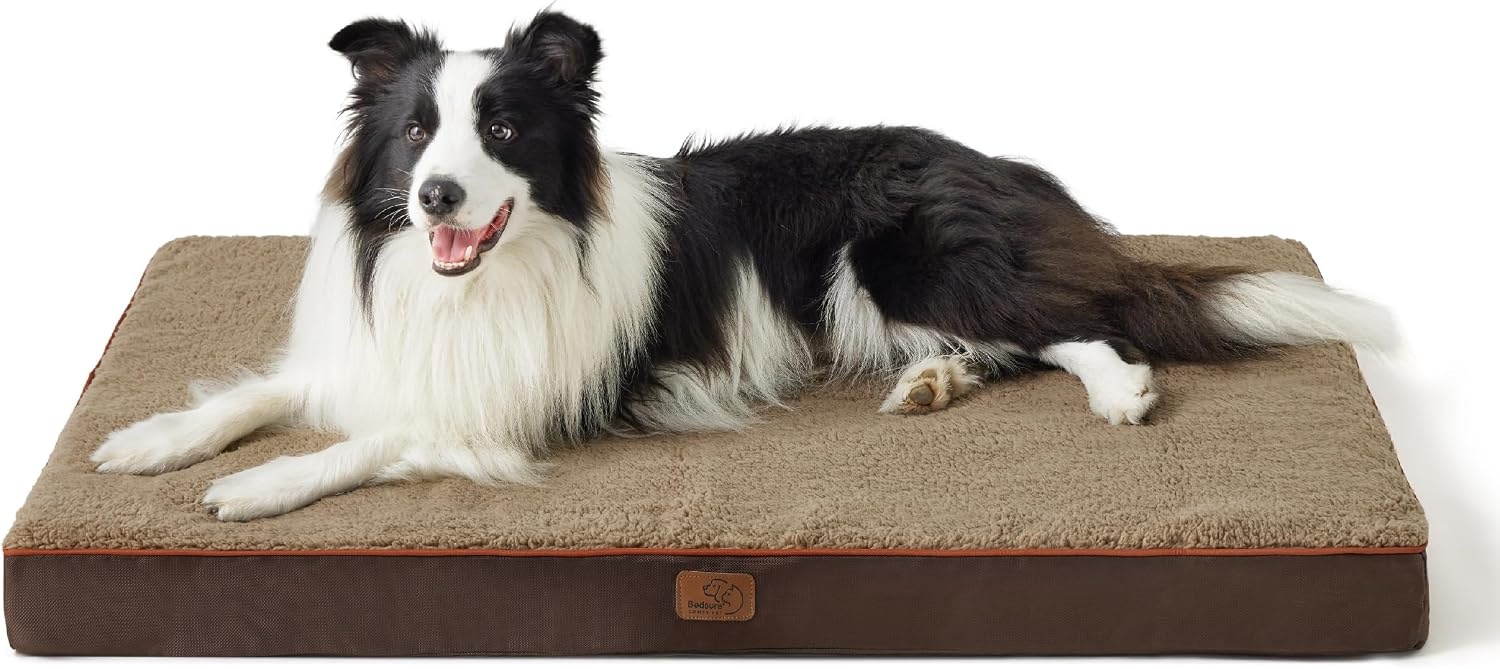 image:imageBedsure Cooling Dog Bed for Crate Large Breathable Pet Summer Bed 35 Inch Orthopedic Egg Crate Foam Cold Summer Pad Mat NonSlip Bottom Comfy Removable Washable Cover For Pets Up to 40 lbsBrown