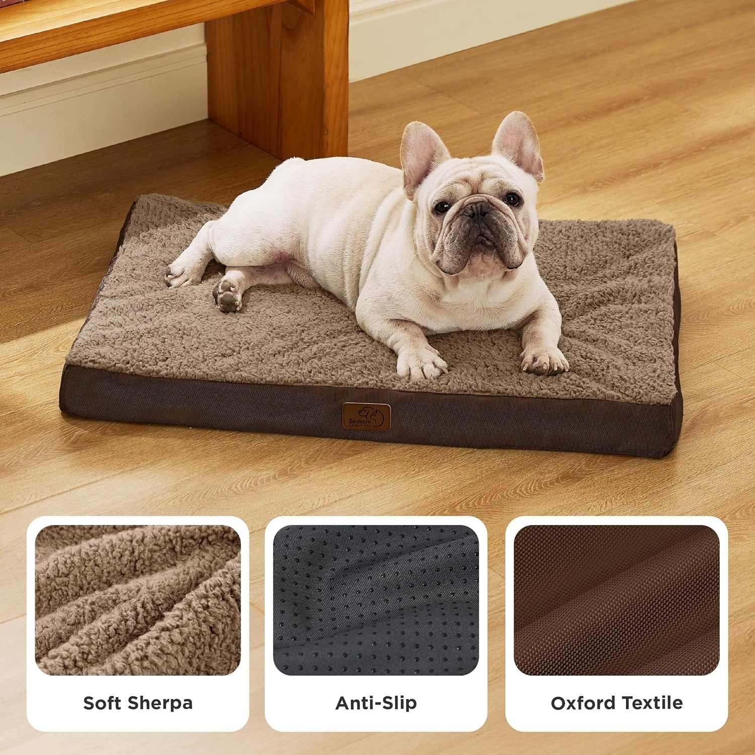 image:imageBedsure Cooling Dog Bed for Crate Large Breathable Pet Summer Bed 35 Inch Orthopedic Egg Crate Foam Cold Summer Pad Mat NonSlip Bottom Comfy Removable Washable Cover For Pets Up to 40 lbsBrown