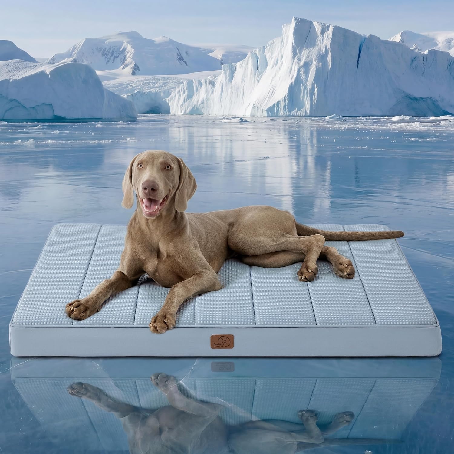 image:imageBedsure Cooling Dog Bed for Crate Large Breathable Pet Summer Bed 35 Inch Orthopedic Egg Crate Foam Cold Summer Pad Mat NonSlip Bottom Comfy Removable Washable Cover For Pets Up to 40 lbsCooling Blue