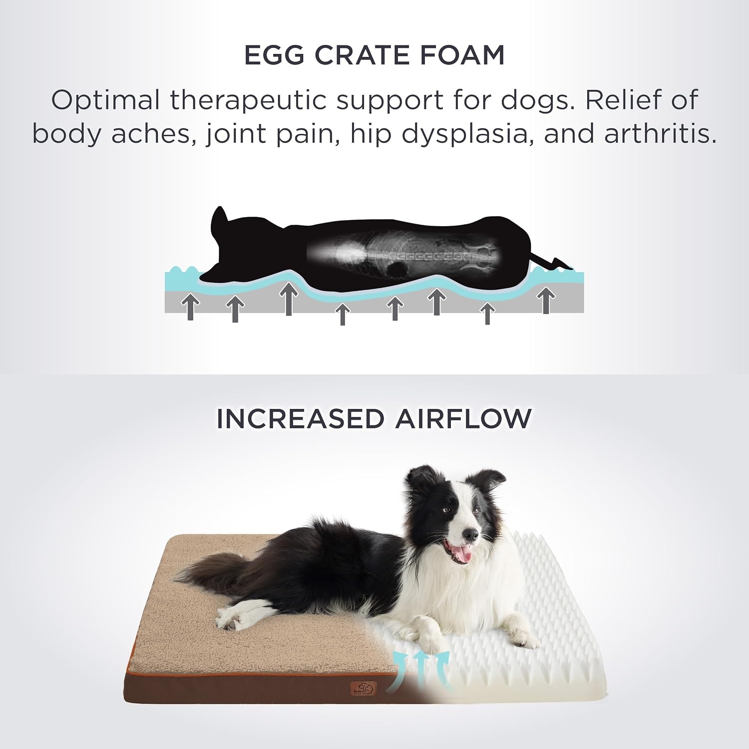 image:imageBedsure Cooling Dog Bed for Crate Large Breathable Pet Summer Bed 35 Inch Orthopedic Egg Crate Foam Cold Summer Pad Mat NonSlip Bottom Comfy Removable Washable Cover For Pets Up to 40 lbsBrown