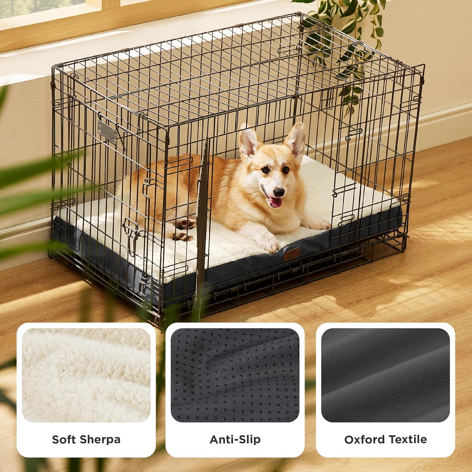 image:imageBedsure Cooling Dog Bed for Crate Large Breathable Pet Summer Bed 35 Inch Orthopedic Egg Crate Foam Cold Summer Pad Mat NonSlip Bottom Comfy Removable Washable Cover For Pets Up to 40 lbsGrey