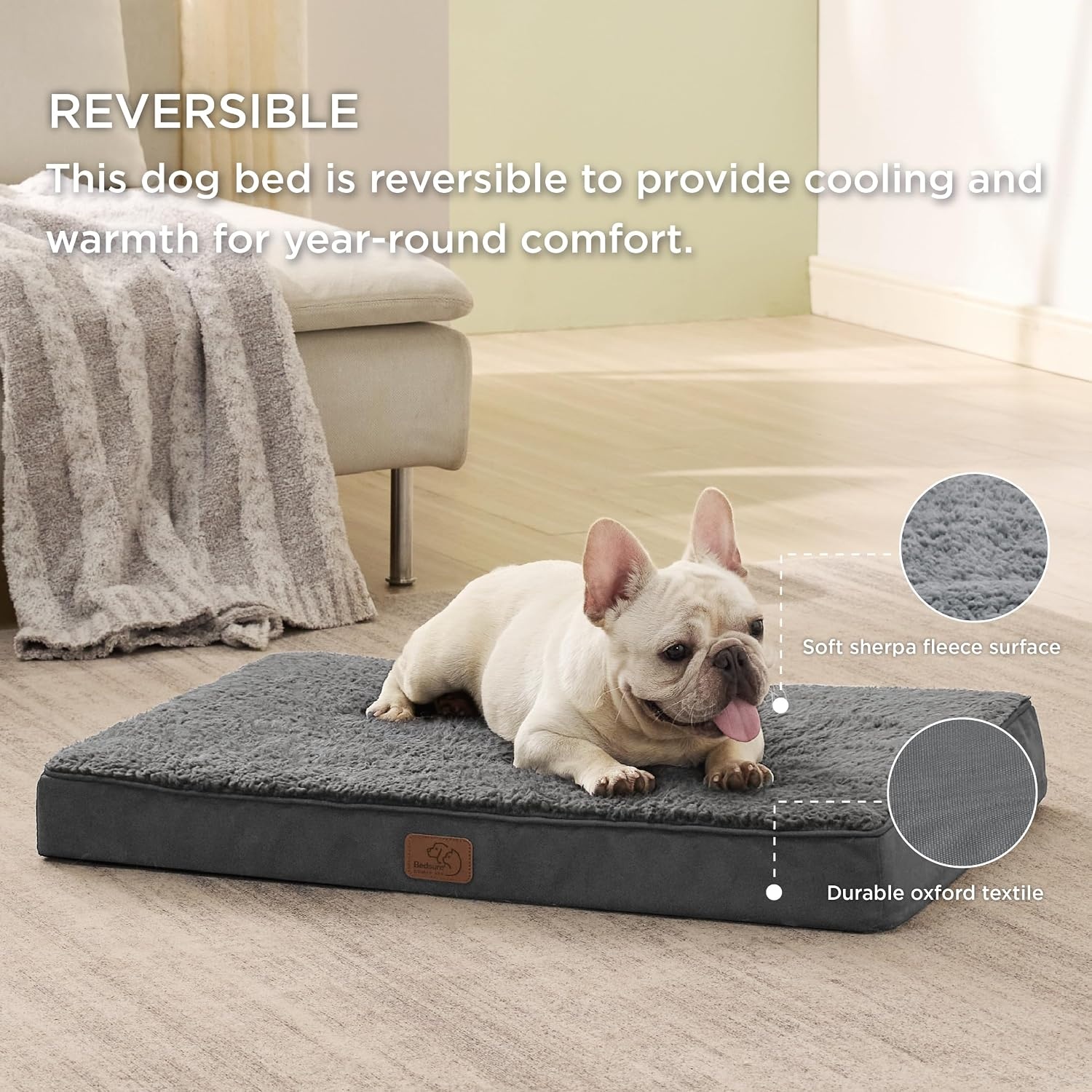 image:imageBedsure Cooling Dog Bed for Crate Large Breathable Pet Summer Bed 35 Inch Orthopedic Egg Crate Foam Cold Summer Pad Mat NonSlip Bottom Comfy Removable Washable Cover For Pets Up to 40 lbsDark Grey