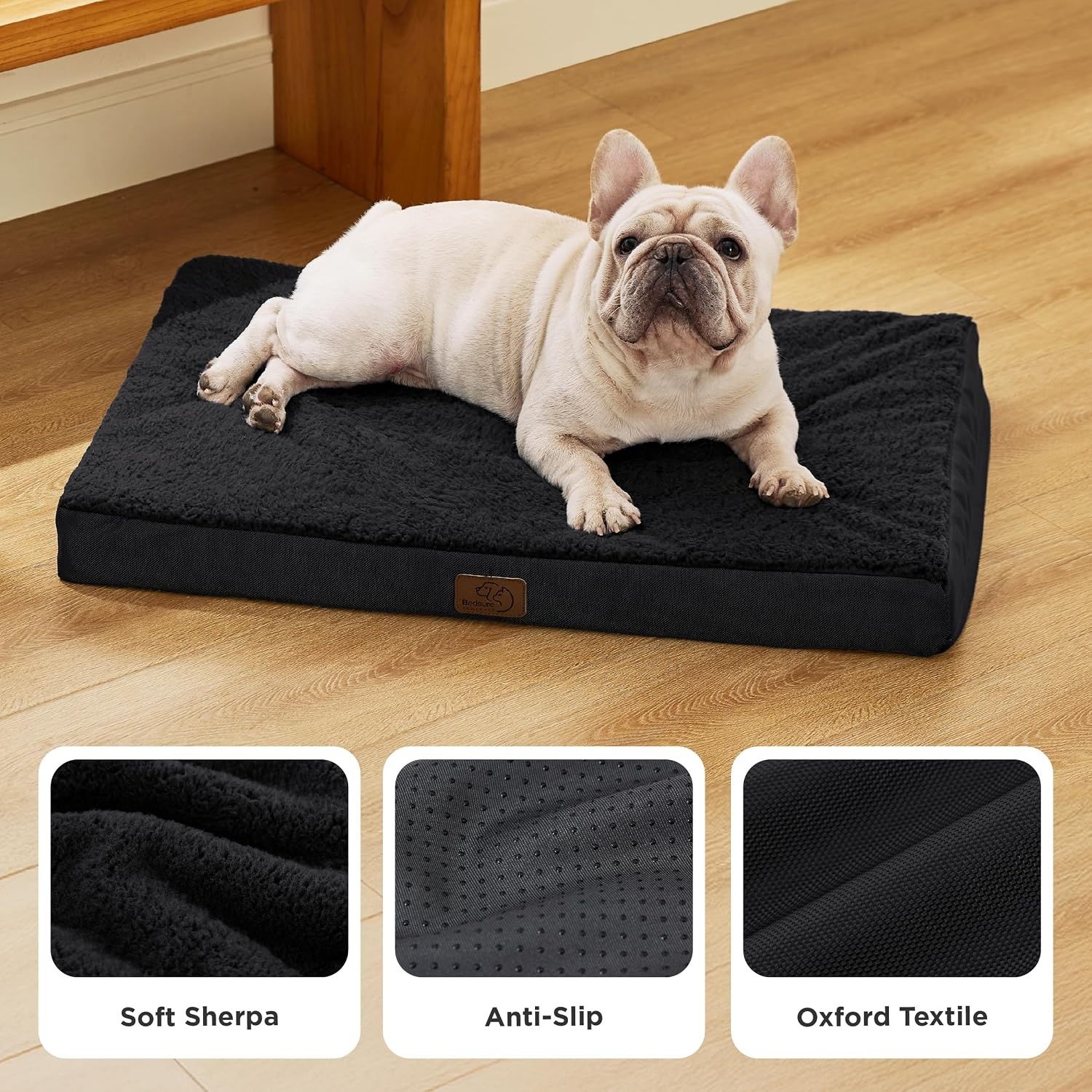 image:imageBedsure Cooling Dog Bed for Crate Large Breathable Pet Summer Bed 35 Inch Orthopedic Egg Crate Foam Cold Summer Pad Mat NonSlip Bottom Comfy Removable Washable Cover For Pets Up to 40 lbsBlack