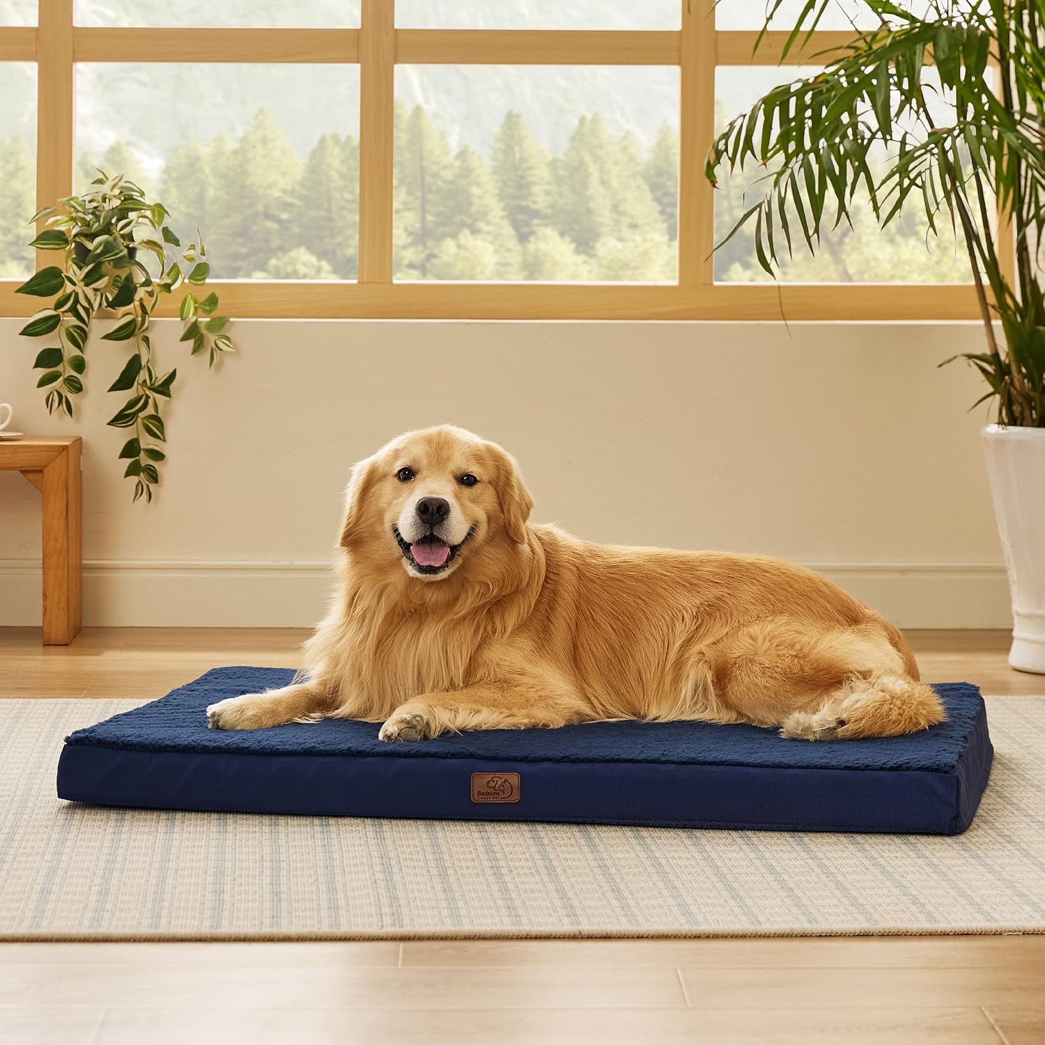 image:imageBedsure Cooling Dog Bed for Crate Large Breathable Pet Summer Bed 35 Inch Orthopedic Egg Crate Foam Cold Summer Pad Mat NonSlip Bottom Comfy Removable Washable Cover For Pets Up to 40 lbsAsh Navy