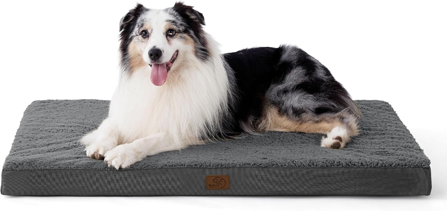 image:imageBedsure Cooling Dog Bed for Crate Large Breathable Pet Summer Bed 35 Inch Orthopedic Egg Crate Foam Cold Summer Pad Mat NonSlip Bottom Comfy Removable Washable Cover For Pets Up to 40 lbsDark Grey