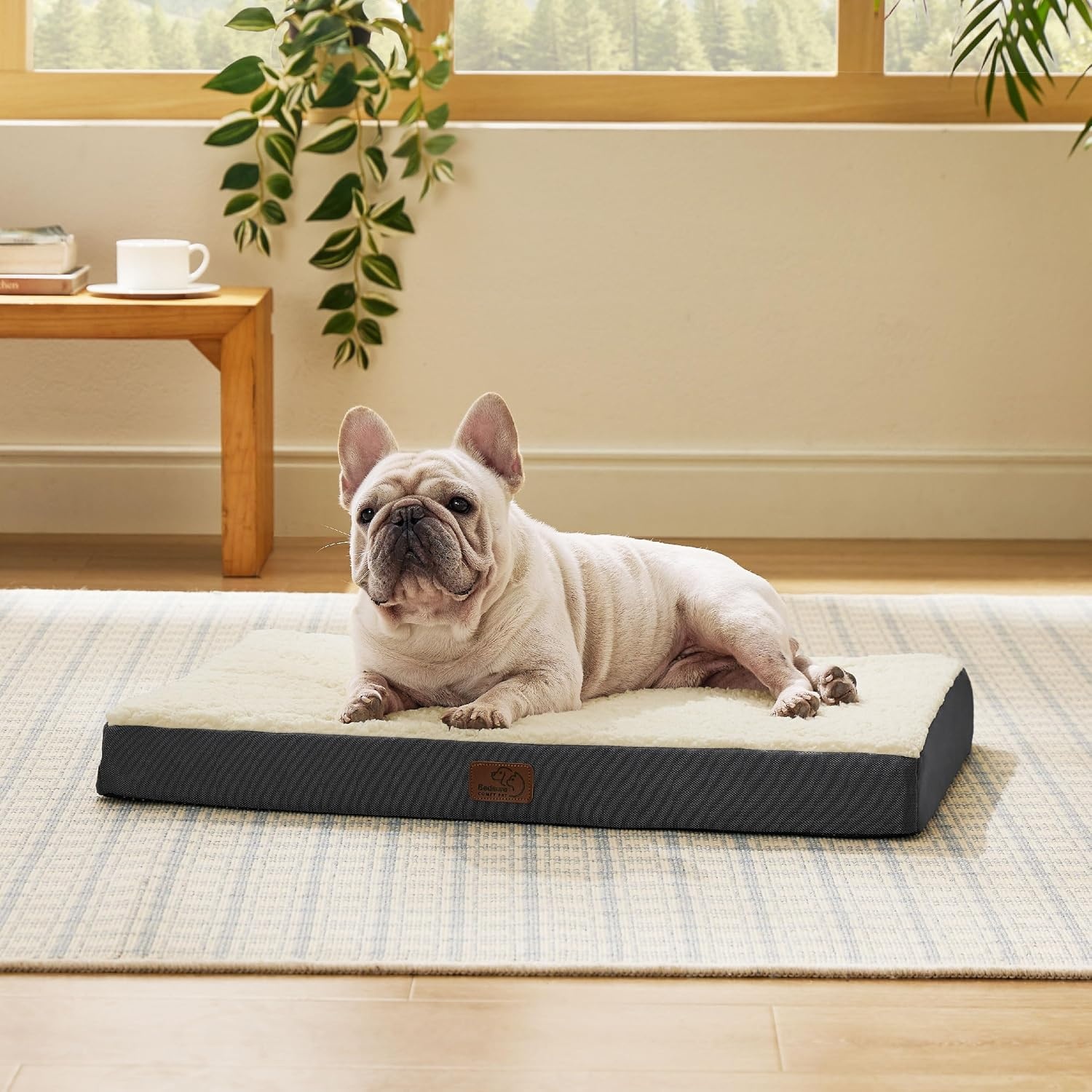 image:imageBedsure Cooling Dog Bed for Crate Large Breathable Pet Summer Bed 35 Inch Orthopedic Egg Crate Foam Cold Summer Pad Mat NonSlip Bottom Comfy Removable Washable Cover For Pets Up to 40 lbsGrey