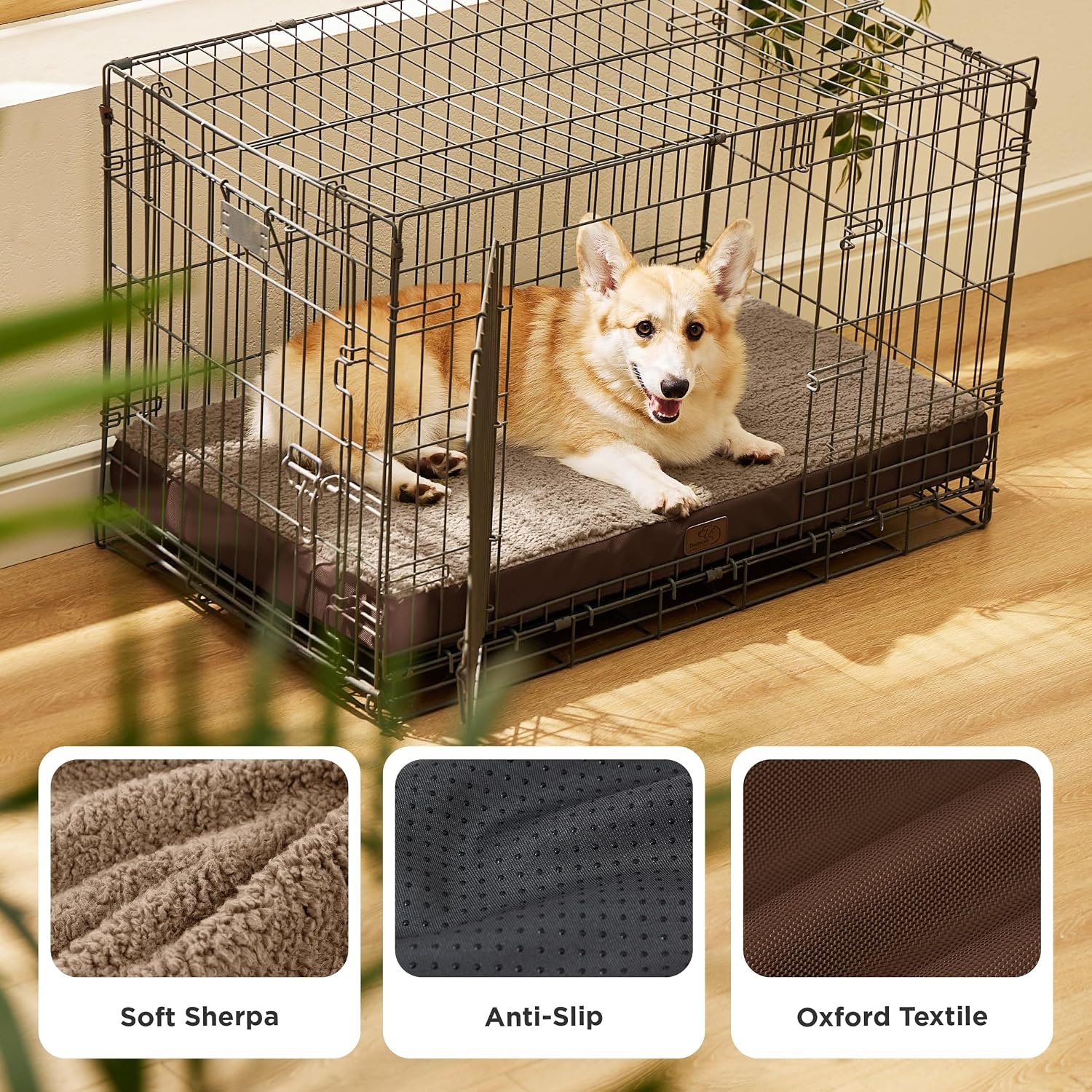 image:imageBedsure Cooling Dog Bed for Crate Large Breathable Pet Summer Bed 35 Inch Orthopedic Egg Crate Foam Cold Summer Pad Mat NonSlip Bottom Comfy Removable Washable Cover For Pets Up to 40 lbsBrown