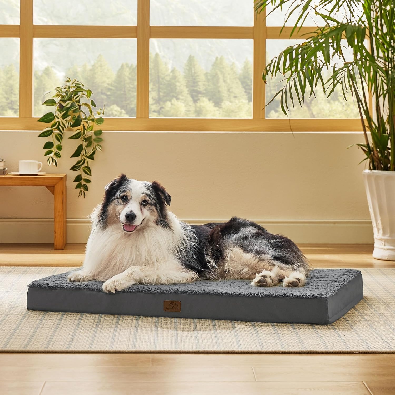 image:imageBedsure Cooling Dog Bed for Crate Large Breathable Pet Summer Bed 35 Inch Orthopedic Egg Crate Foam Cold Summer Pad Mat NonSlip Bottom Comfy Removable Washable Cover For Pets Up to 40 lbsDark Grey