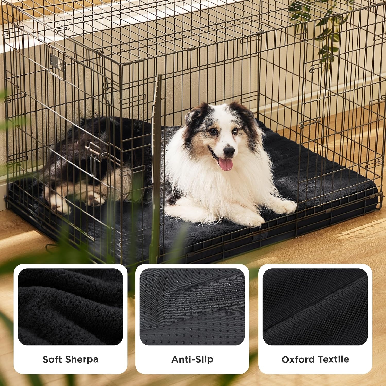 image:imageBedsure Cooling Dog Bed for Crate Large Breathable Pet Summer Bed 35 Inch Orthopedic Egg Crate Foam Cold Summer Pad Mat NonSlip Bottom Comfy Removable Washable Cover For Pets Up to 40 lbsBlack