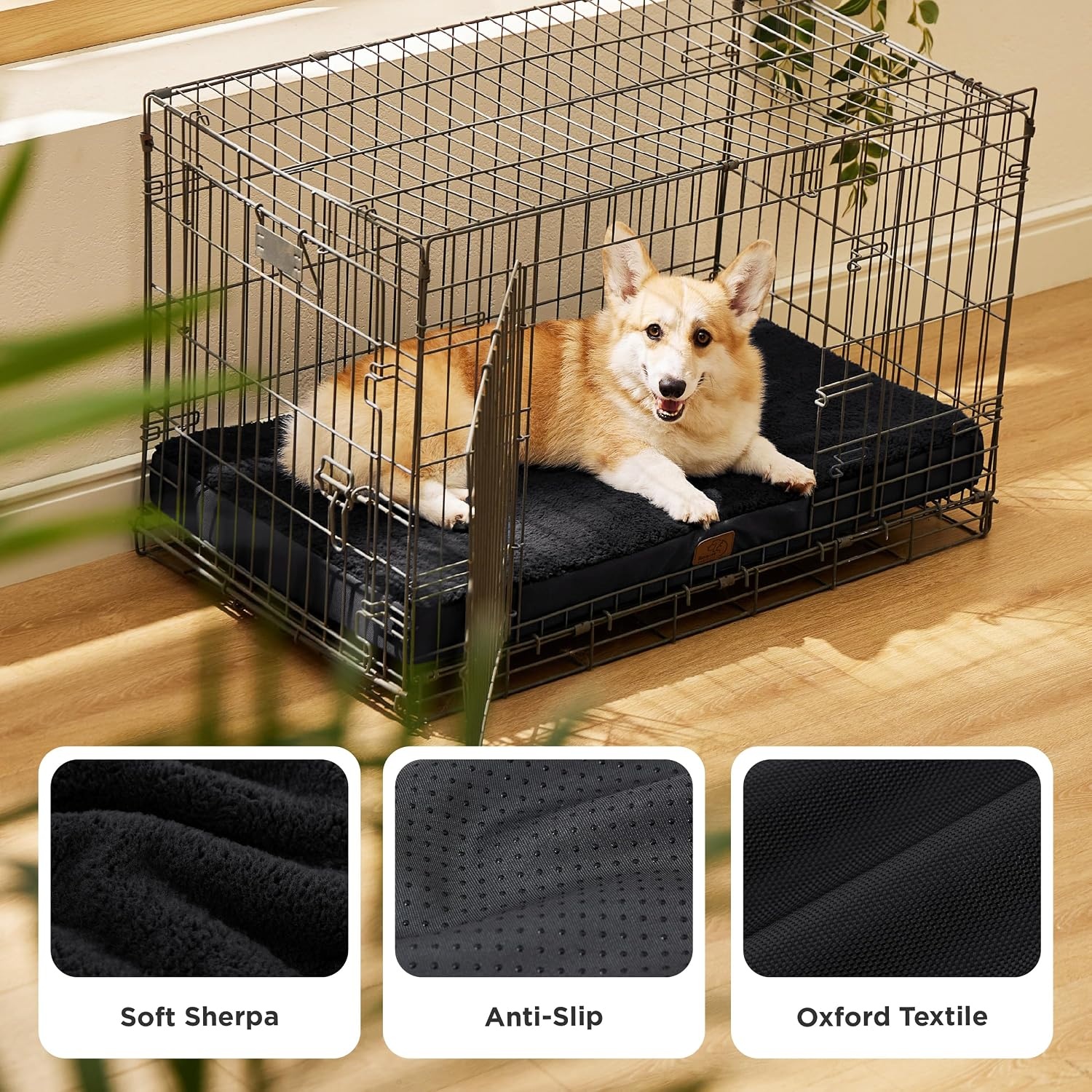 image:imageBedsure Cooling Dog Bed for Crate Large Breathable Pet Summer Bed 35 Inch Orthopedic Egg Crate Foam Cold Summer Pad Mat NonSlip Bottom Comfy Removable Washable Cover For Pets Up to 40 lbsBlack