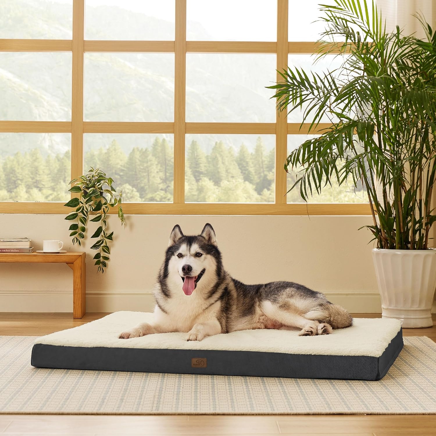 image:imageBedsure Cooling Dog Bed for Crate Large Breathable Pet Summer Bed 35 Inch Orthopedic Egg Crate Foam Cold Summer Pad Mat NonSlip Bottom Comfy Removable Washable Cover For Pets Up to 40 lbsGrey
