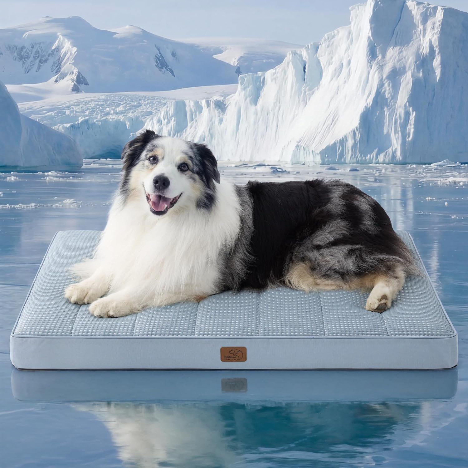 image:imageBedsure Cooling Dog Bed for Crate Large Breathable Pet Summer Bed 35 Inch Orthopedic Egg Crate Foam Cold Summer Pad Mat NonSlip Bottom Comfy Removable Washable Cover For Pets Up to 40 lbsCooling Blue
