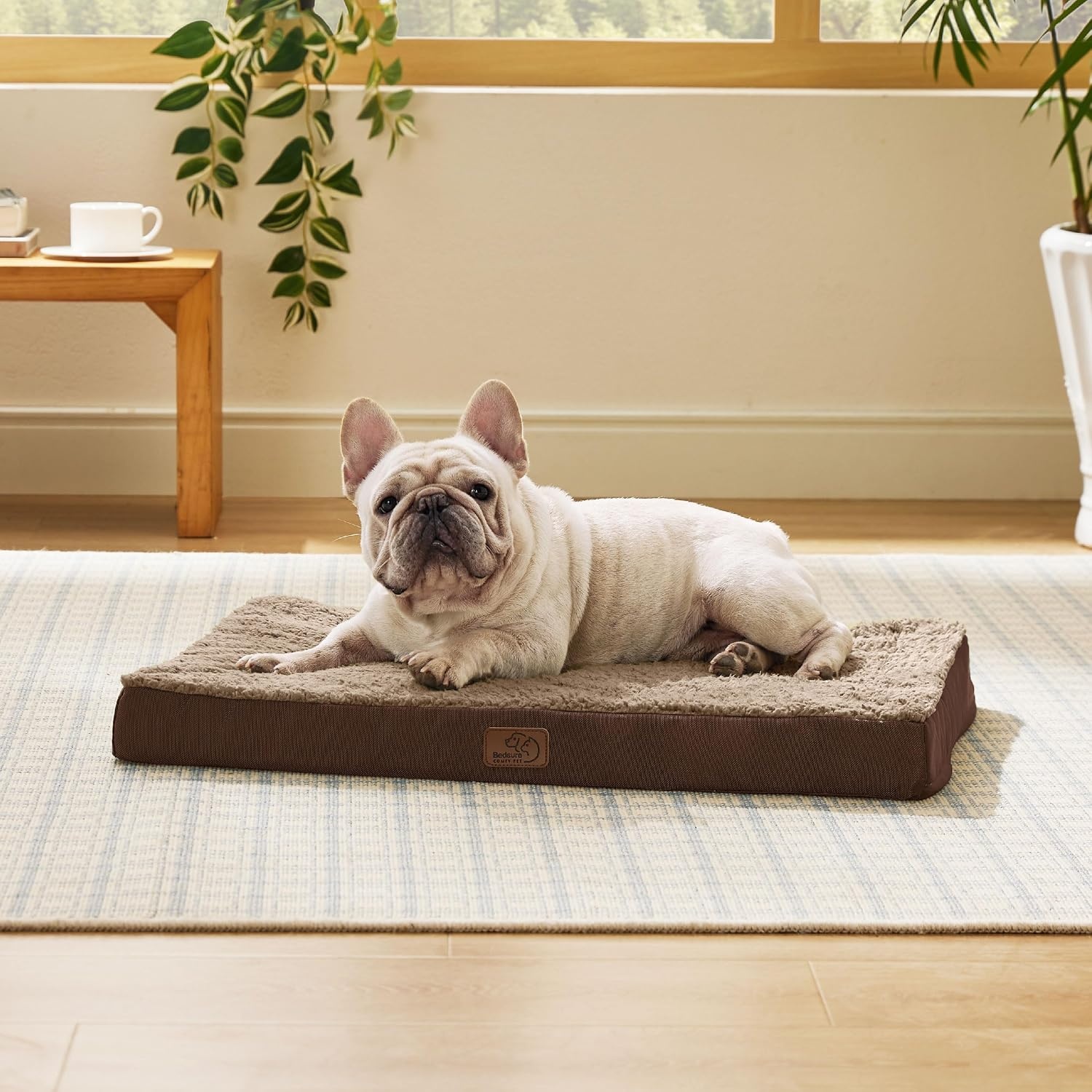 image:imageBedsure Cooling Dog Bed for Crate Large Breathable Pet Summer Bed 35 Inch Orthopedic Egg Crate Foam Cold Summer Pad Mat NonSlip Bottom Comfy Removable Washable Cover For Pets Up to 40 lbsBrown