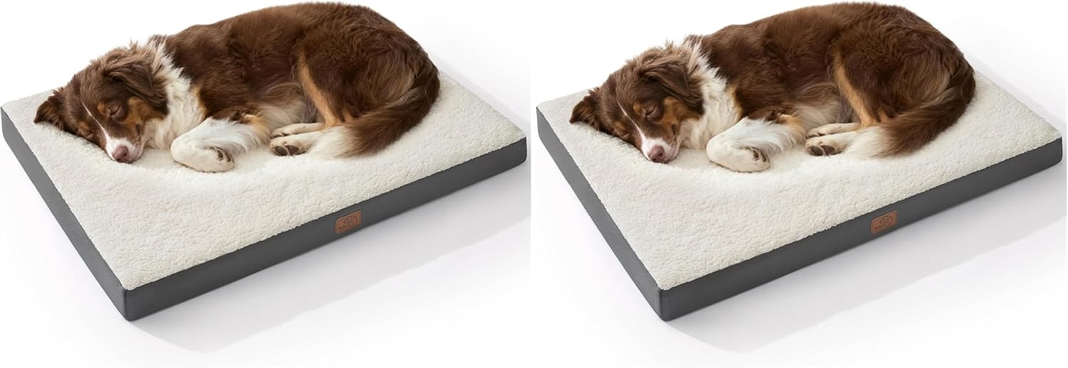 image:imageBedsure Cooling Dog Bed for Crate Large Breathable Pet Summer Bed 35 Inch Orthopedic Egg Crate Foam Cold Summer Pad Mat NonSlip Bottom Comfy Removable Washable Cover For Pets Up to 40 lbsGrey