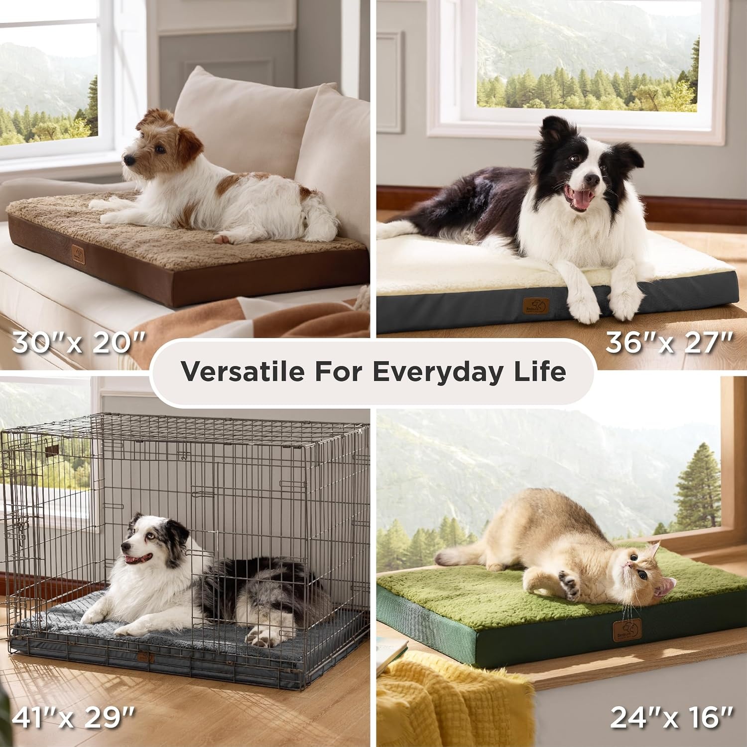 image:imageBedsure Cooling Dog Bed for Crate Large Breathable Pet Summer Bed 35 Inch Orthopedic Egg Crate Foam Cold Summer Pad Mat NonSlip Bottom Comfy Removable Washable Cover For Pets Up to 40 lbsBlack