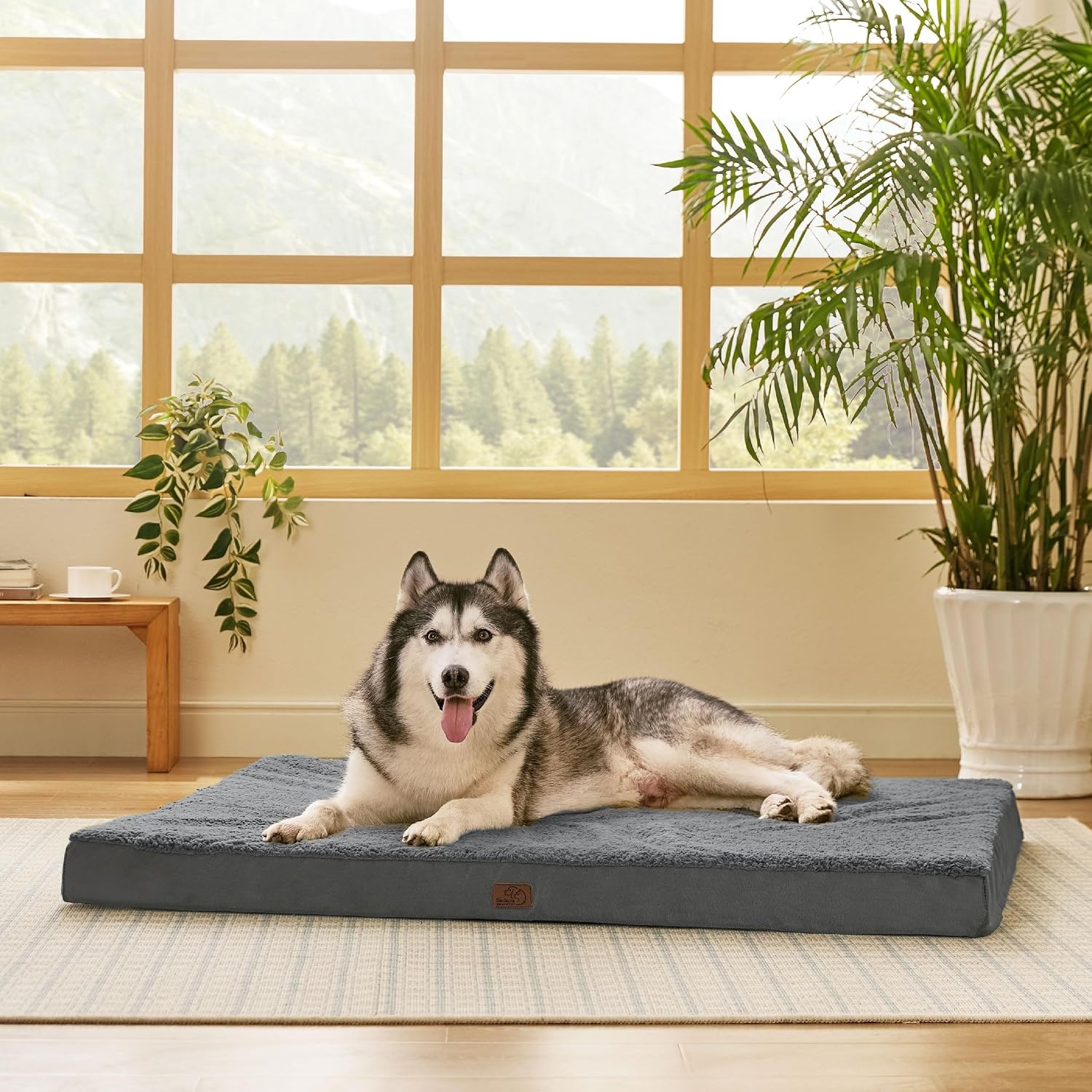 image:imageBedsure Cooling Dog Bed for Crate Large Breathable Pet Summer Bed 35 Inch Orthopedic Egg Crate Foam Cold Summer Pad Mat NonSlip Bottom Comfy Removable Washable Cover For Pets Up to 40 lbsDark Grey
