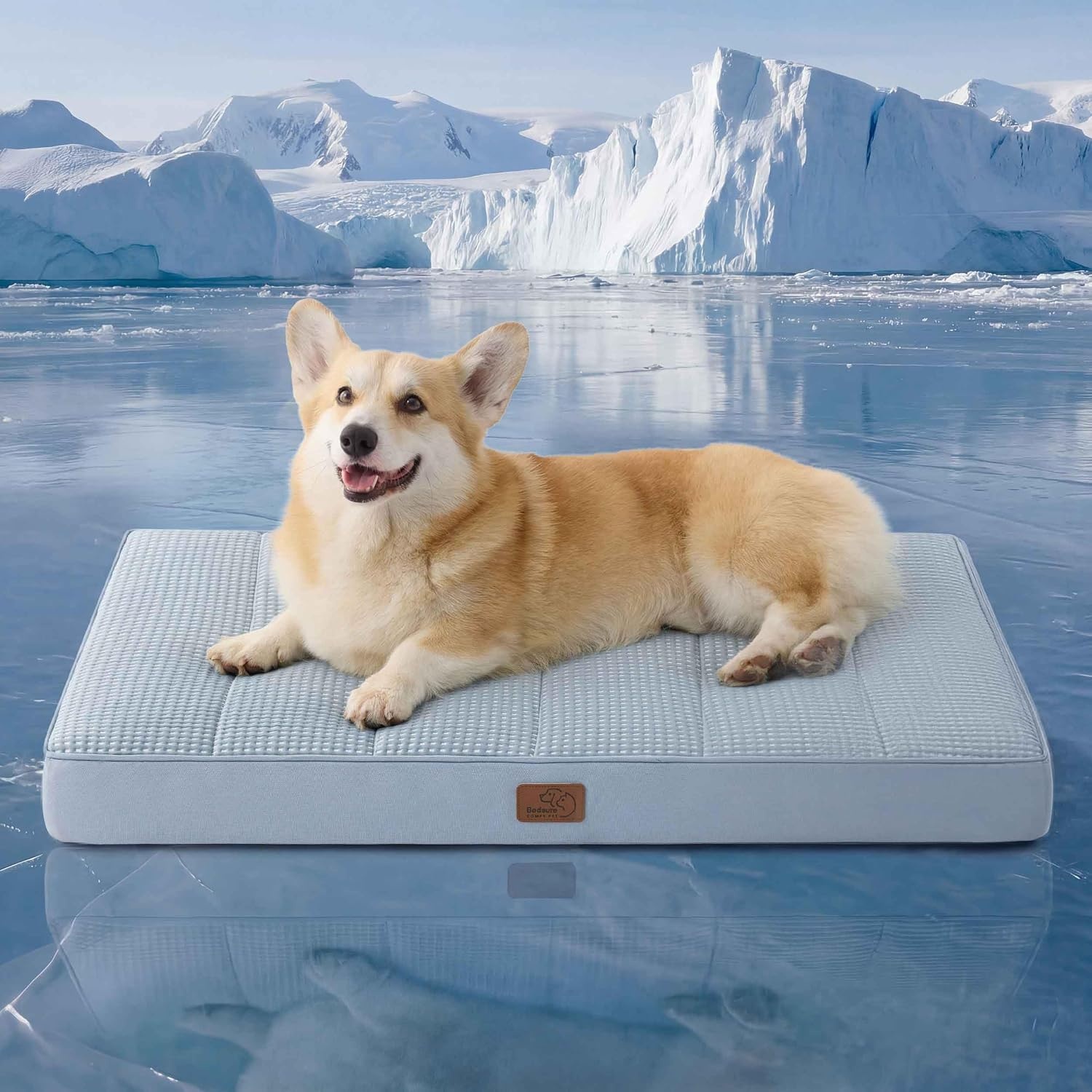image:imageBedsure Cooling Dog Bed for Crate Large Breathable Pet Summer Bed 35 Inch Orthopedic Egg Crate Foam Cold Summer Pad Mat NonSlip Bottom Comfy Removable Washable Cover For Pets Up to 40 lbsCooling Blue