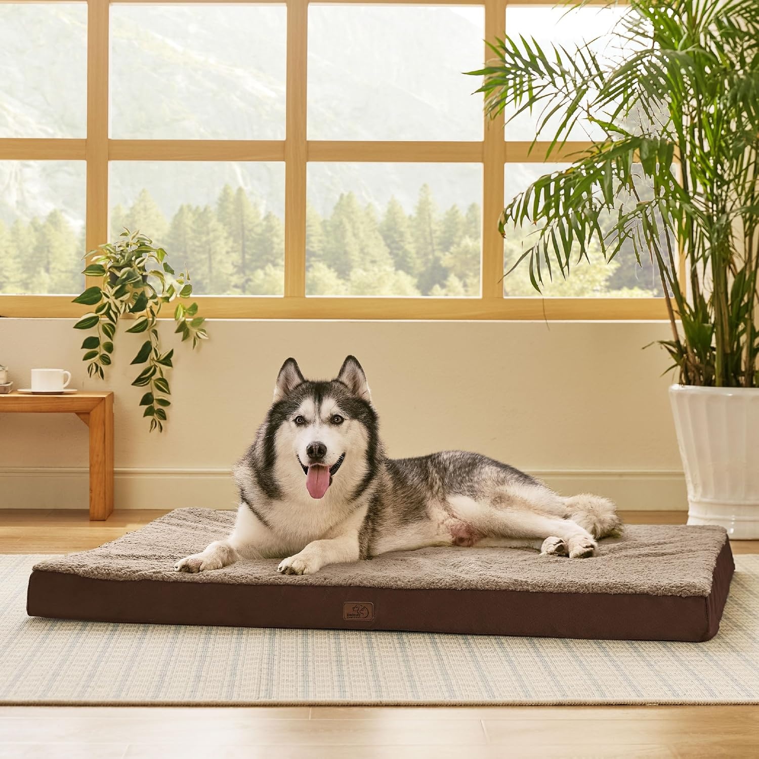 image:imageBedsure Cooling Dog Bed for Crate Large Breathable Pet Summer Bed 35 Inch Orthopedic Egg Crate Foam Cold Summer Pad Mat NonSlip Bottom Comfy Removable Washable Cover For Pets Up to 40 lbsBrown