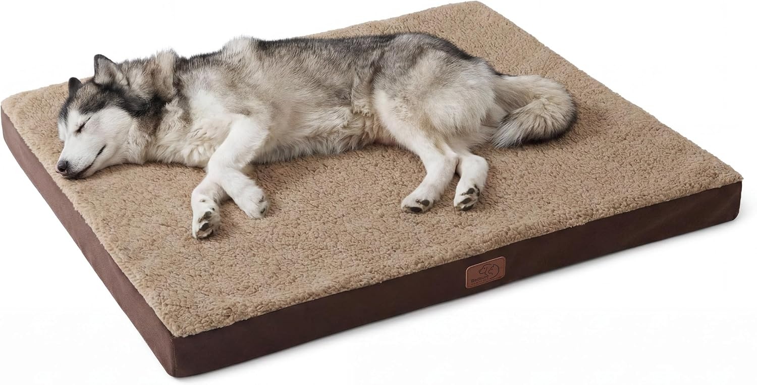 image:imageBedsure Cooling Dog Bed for Crate Large Breathable Pet Summer Bed 35 Inch Orthopedic Egg Crate Foam Cold Summer Pad Mat NonSlip Bottom Comfy Removable Washable Cover For Pets Up to 40 lbsBrown