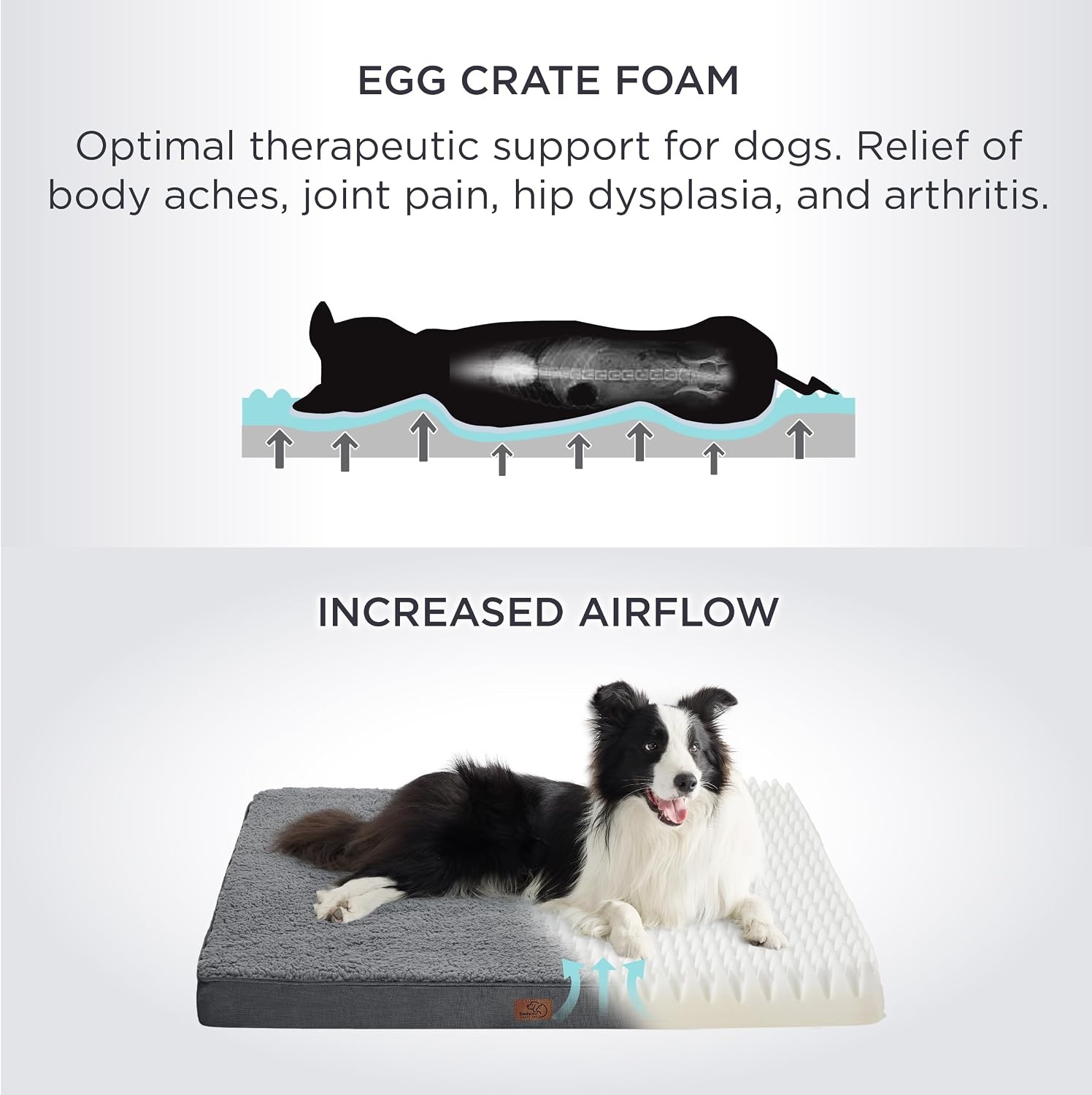 image:imageBedsure Cooling Dog Bed for Crate Large Breathable Pet Summer Bed 35 Inch Orthopedic Egg Crate Foam Cold Summer Pad Mat NonSlip Bottom Comfy Removable Washable Cover For Pets Up to 40 lbsDark Grey