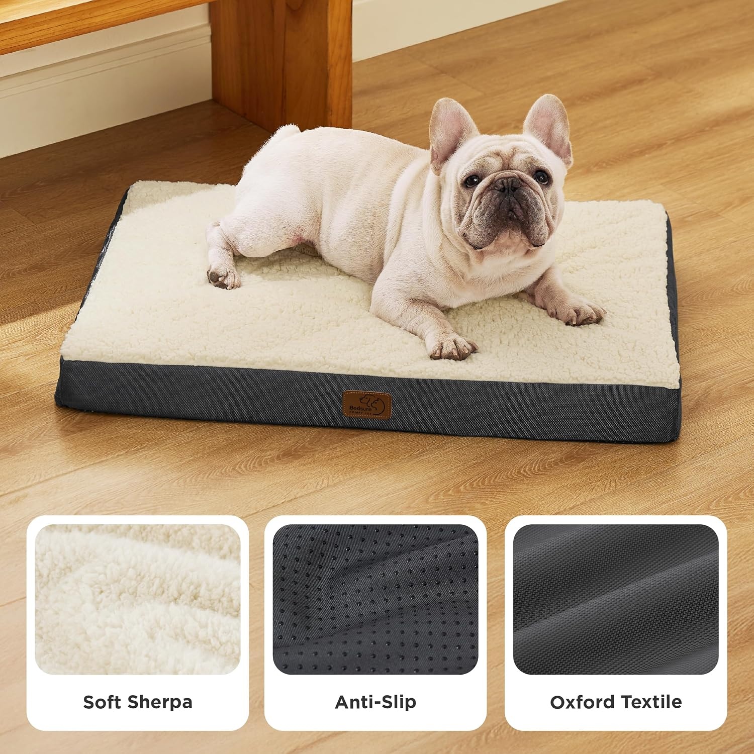 image:imageBedsure Cooling Dog Bed for Crate Large Breathable Pet Summer Bed 35 Inch Orthopedic Egg Crate Foam Cold Summer Pad Mat NonSlip Bottom Comfy Removable Washable Cover For Pets Up to 40 lbsGrey