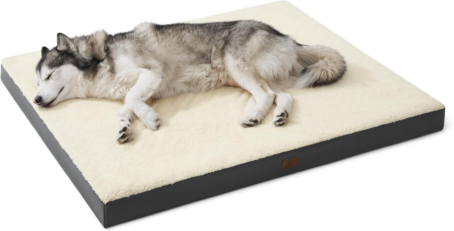image:imageBedsure Cooling Dog Bed for Crate Large Breathable Pet Summer Bed 35 Inch Orthopedic Egg Crate Foam Cold Summer Pad Mat NonSlip Bottom Comfy Removable Washable Cover For Pets Up to 40 lbsGrey