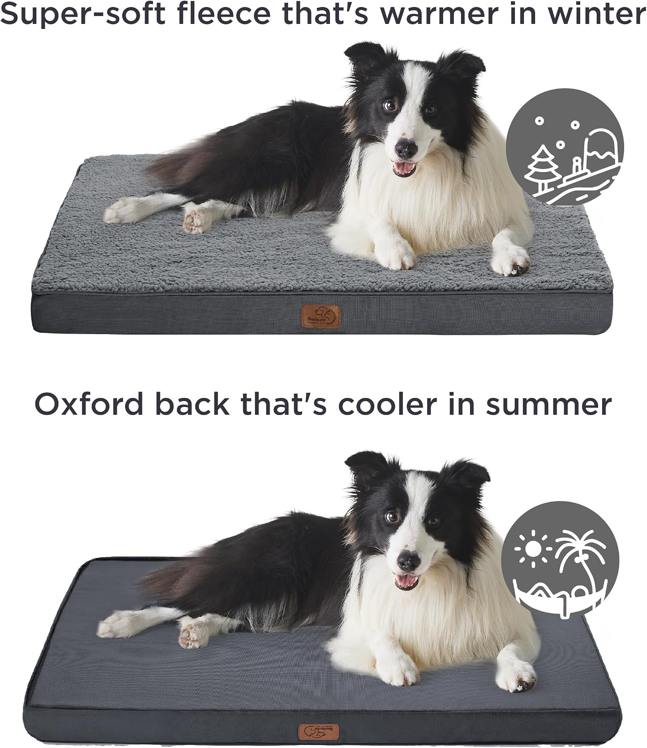 image:imageBedsure Cooling Dog Bed for Crate Large Breathable Pet Summer Bed 35 Inch Orthopedic Egg Crate Foam Cold Summer Pad Mat NonSlip Bottom Comfy Removable Washable Cover For Pets Up to 40 lbsDark Grey