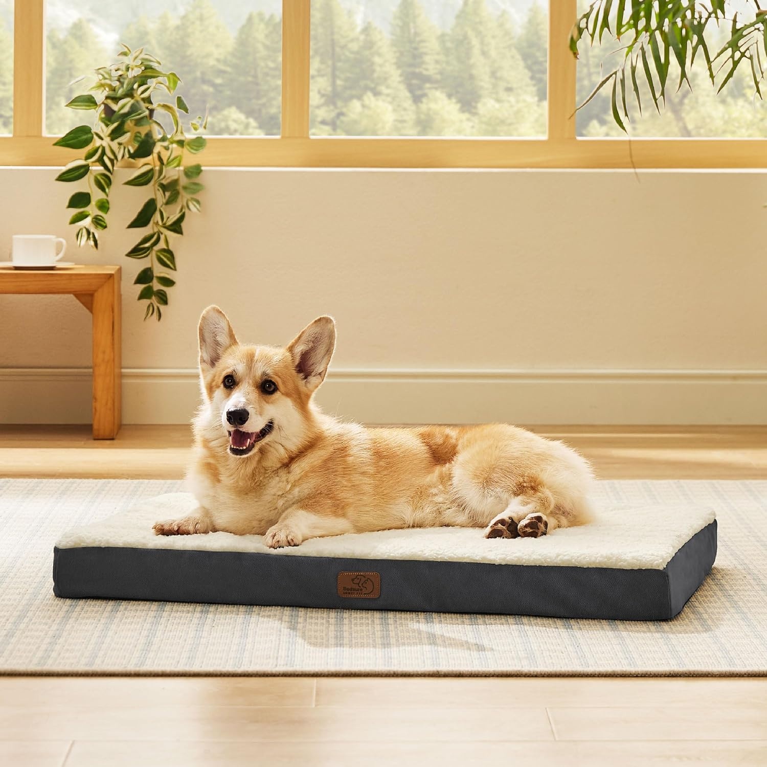 image:imageBedsure Cooling Dog Bed for Crate Large Breathable Pet Summer Bed 35 Inch Orthopedic Egg Crate Foam Cold Summer Pad Mat NonSlip Bottom Comfy Removable Washable Cover For Pets Up to 40 lbsGrey