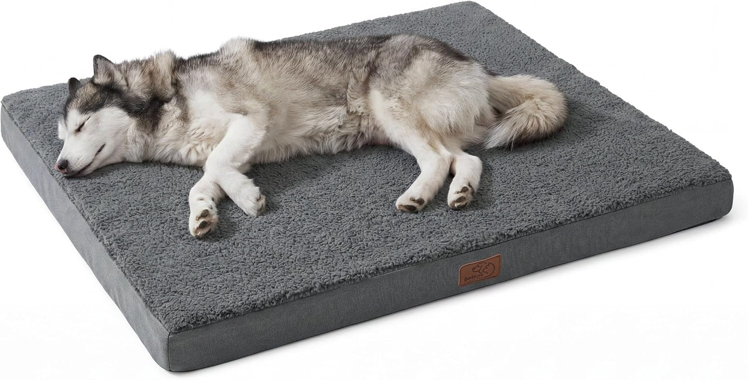 image:imageBedsure Cooling Dog Bed for Crate Large Breathable Pet Summer Bed 35 Inch Orthopedic Egg Crate Foam Cold Summer Pad Mat NonSlip Bottom Comfy Removable Washable Cover For Pets Up to 40 lbsDark Grey
