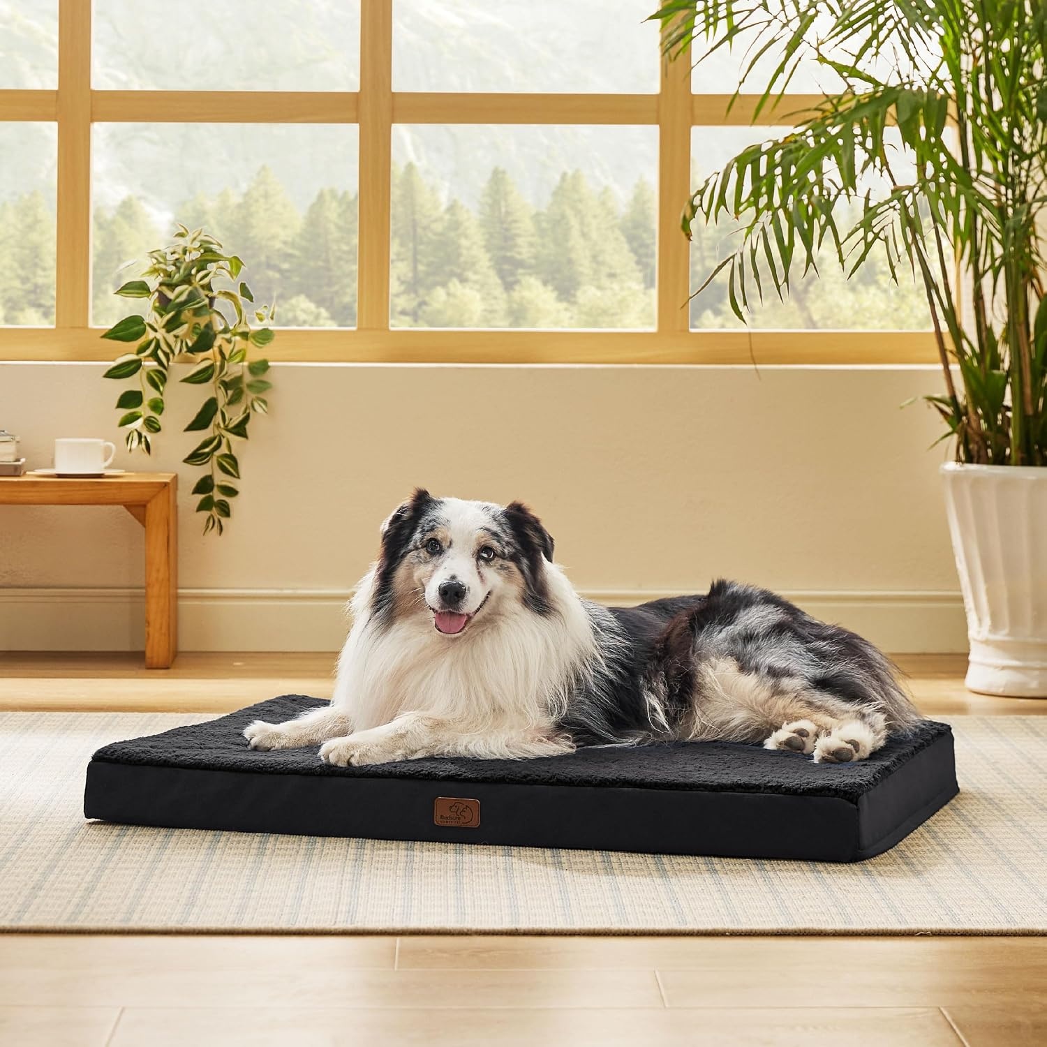 image:imageBedsure Cooling Dog Bed for Crate Large Breathable Pet Summer Bed 35 Inch Orthopedic Egg Crate Foam Cold Summer Pad Mat NonSlip Bottom Comfy Removable Washable Cover For Pets Up to 40 lbsBlack