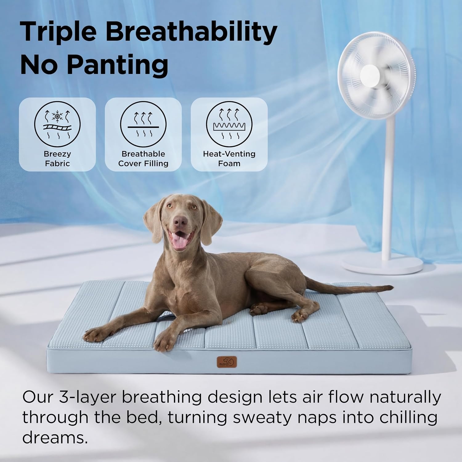 image:imageBedsure Cooling Dog Bed for Crate Large Breathable Pet Summer Bed 35 Inch Orthopedic Egg Crate Foam Cold Summer Pad Mat NonSlip Bottom Comfy Removable Washable Cover For Pets Up to 40 lbsCooling Blue