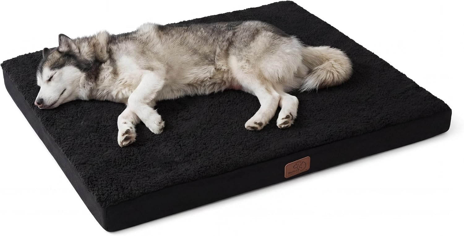 image:imageBedsure Cooling Dog Bed for Crate Large Breathable Pet Summer Bed 35 Inch Orthopedic Egg Crate Foam Cold Summer Pad Mat NonSlip Bottom Comfy Removable Washable Cover For Pets Up to 40 lbsBlack