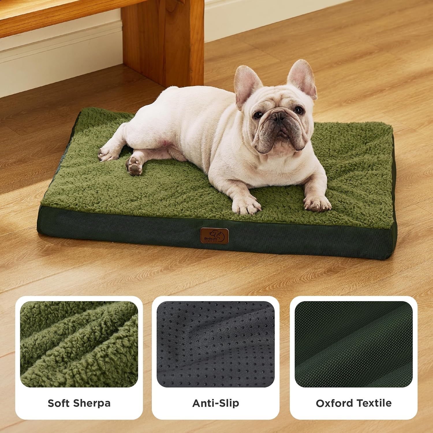 image:imageBedsure Cooling Dog Bed for Crate Large Breathable Pet Summer Bed 35 Inch Orthopedic Egg Crate Foam Cold Summer Pad Mat NonSlip Bottom Comfy Removable Washable Cover For Pets Up to 40 lbsDark Green