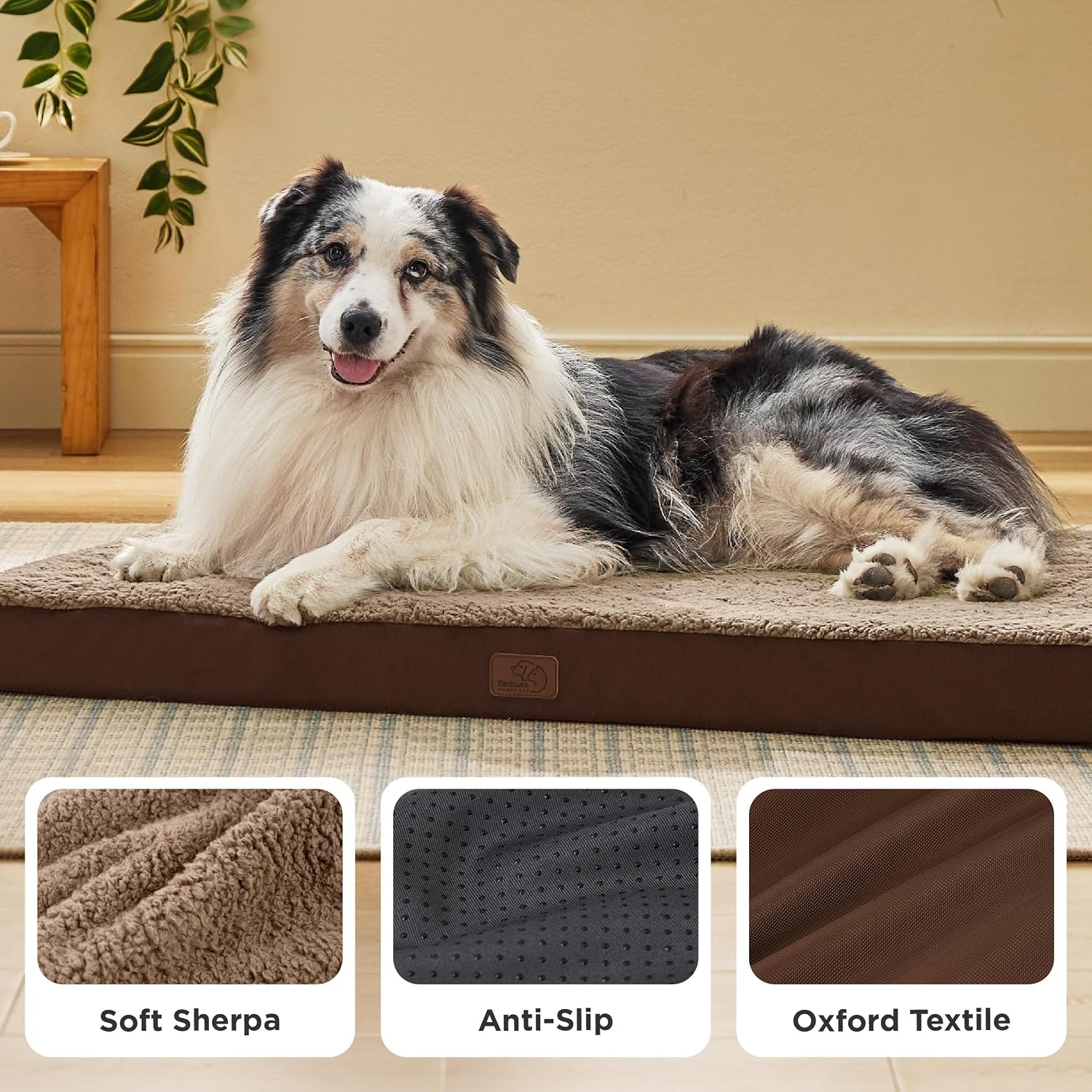 image:imageBedsure Cooling Dog Bed for Crate Large Breathable Pet Summer Bed 35 Inch Orthopedic Egg Crate Foam Cold Summer Pad Mat NonSlip Bottom Comfy Removable Washable Cover For Pets Up to 40 lbsBrown