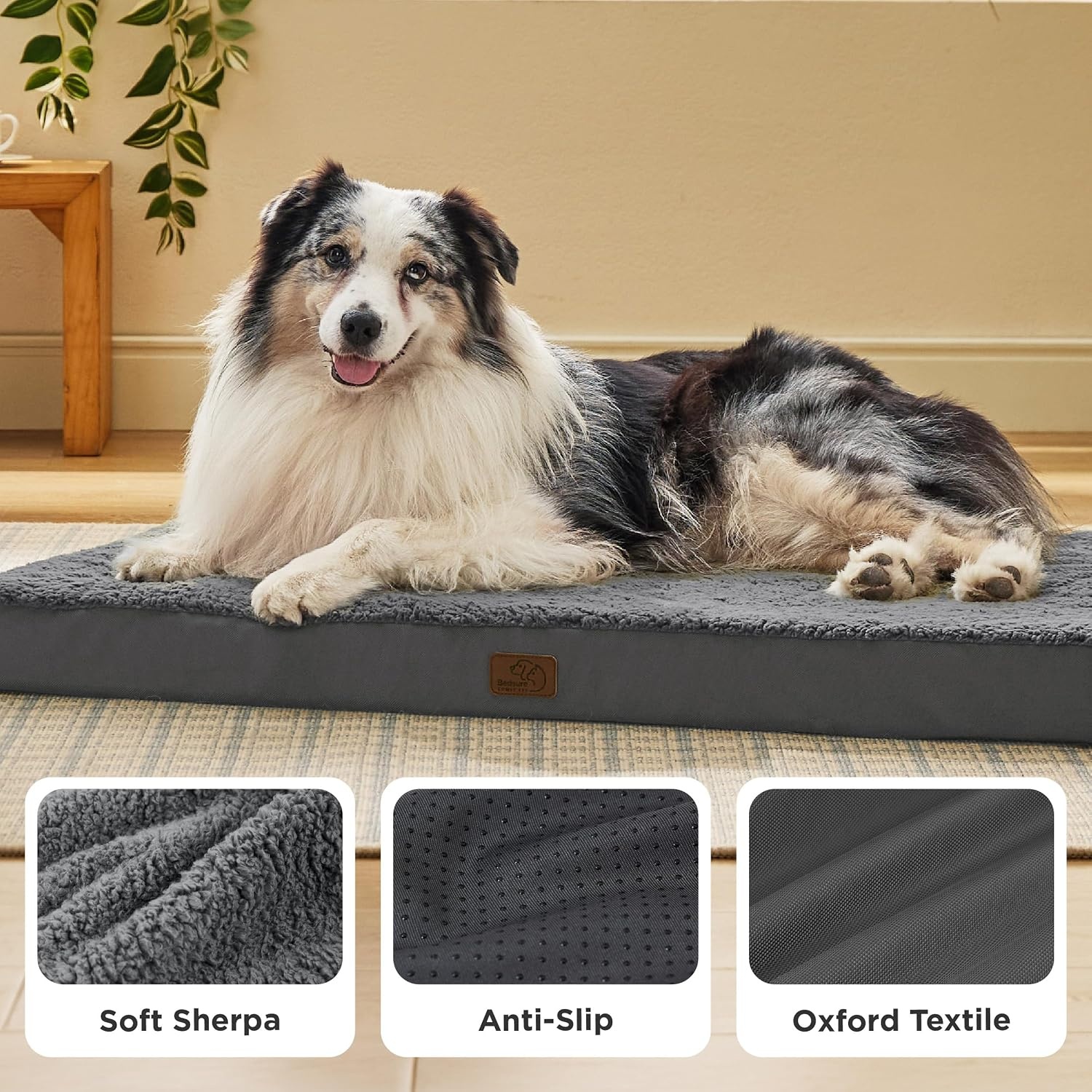 image:imageBedsure Cooling Dog Bed for Crate Large Breathable Pet Summer Bed 35 Inch Orthopedic Egg Crate Foam Cold Summer Pad Mat NonSlip Bottom Comfy Removable Washable Cover For Pets Up to 40 lbsDark Grey