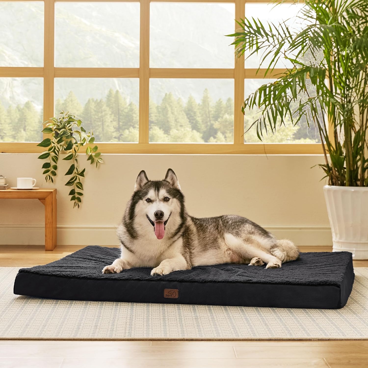 image:imageBedsure Cooling Dog Bed for Crate Large Breathable Pet Summer Bed 35 Inch Orthopedic Egg Crate Foam Cold Summer Pad Mat NonSlip Bottom Comfy Removable Washable Cover For Pets Up to 40 lbsBlack
