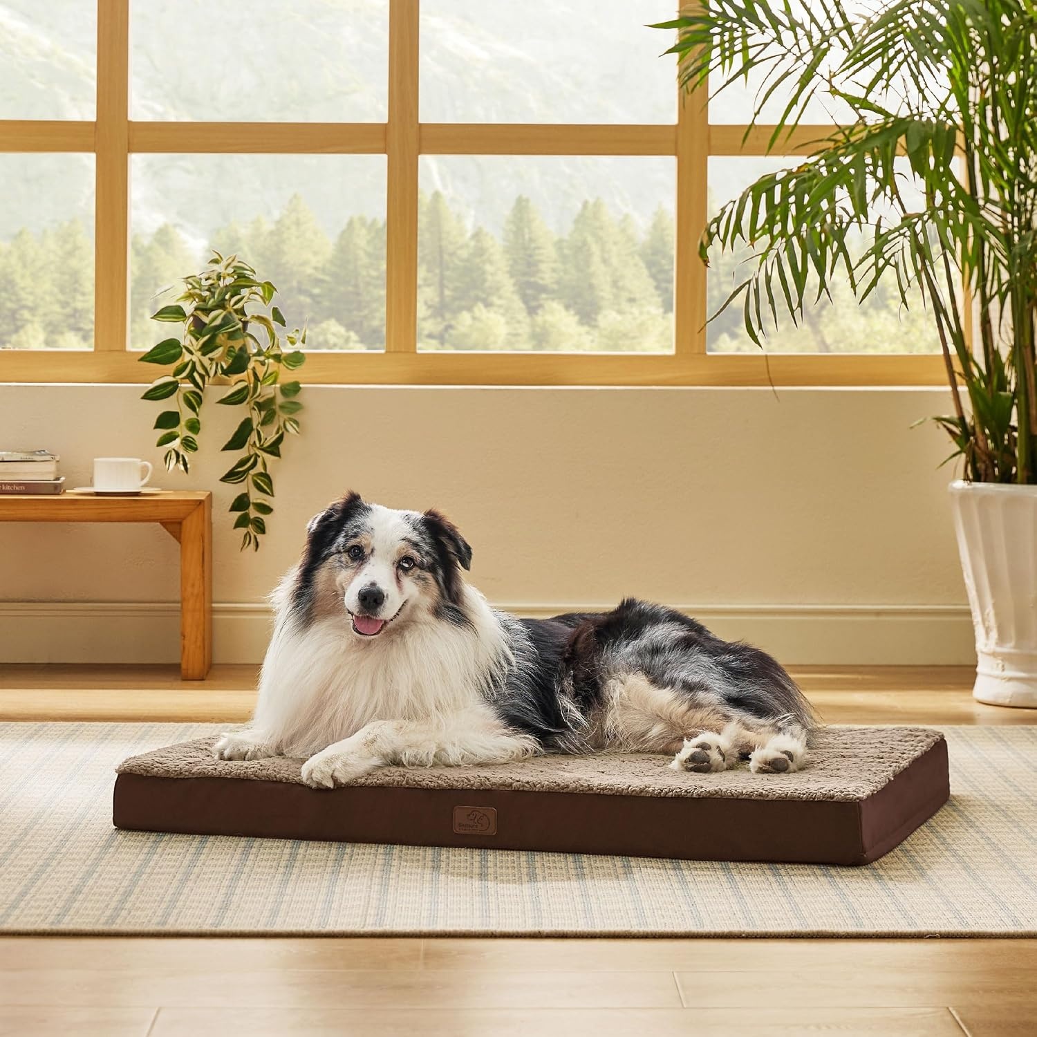 image:imageBedsure Cooling Dog Bed for Crate Large Breathable Pet Summer Bed 35 Inch Orthopedic Egg Crate Foam Cold Summer Pad Mat NonSlip Bottom Comfy Removable Washable Cover For Pets Up to 40 lbsBrown