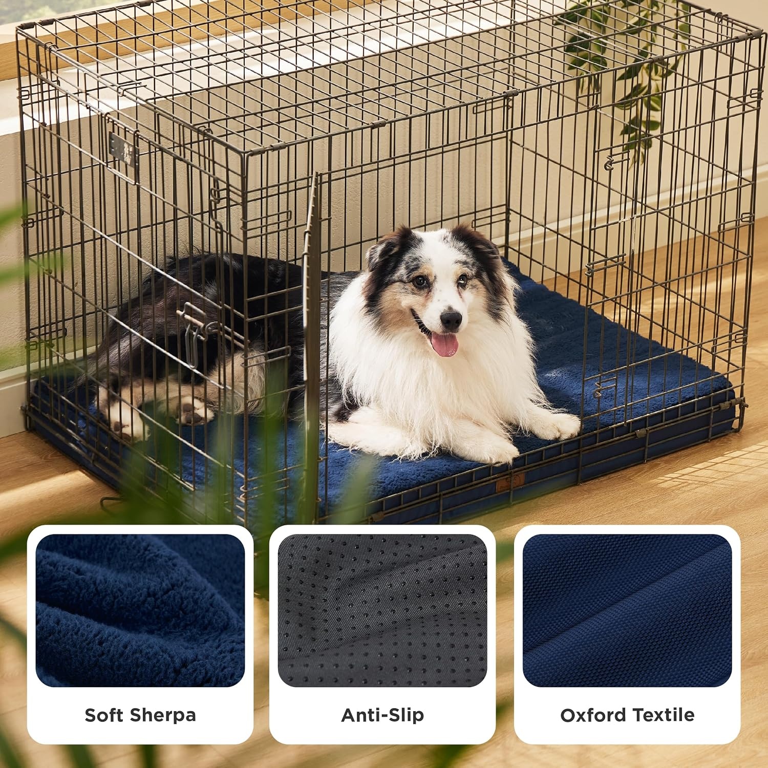 image:imageBedsure Cooling Dog Bed for Crate Large Breathable Pet Summer Bed 35 Inch Orthopedic Egg Crate Foam Cold Summer Pad Mat NonSlip Bottom Comfy Removable Washable Cover For Pets Up to 40 lbsAsh Navy